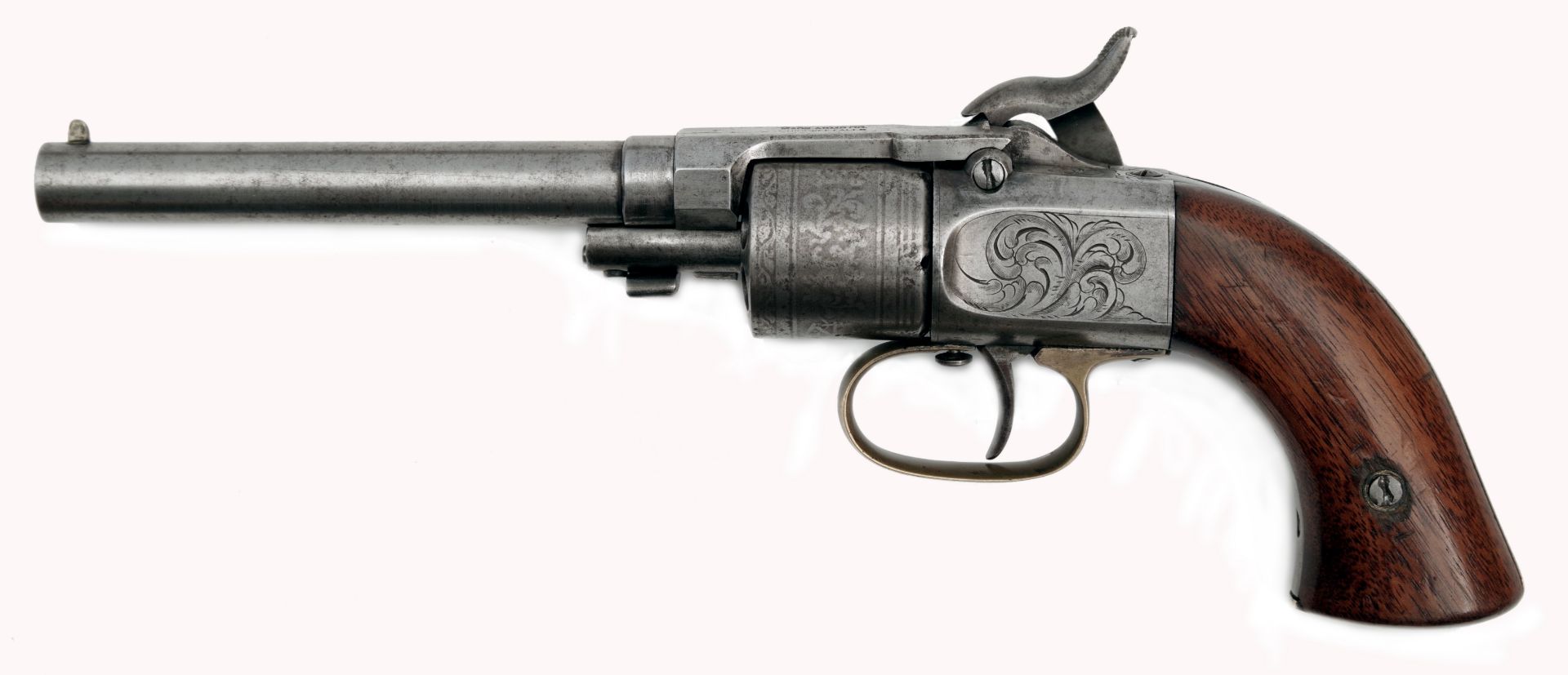 Cased and Engraved Mass. Arms Co. Maynard Primed Revolver - Image 3 of 6