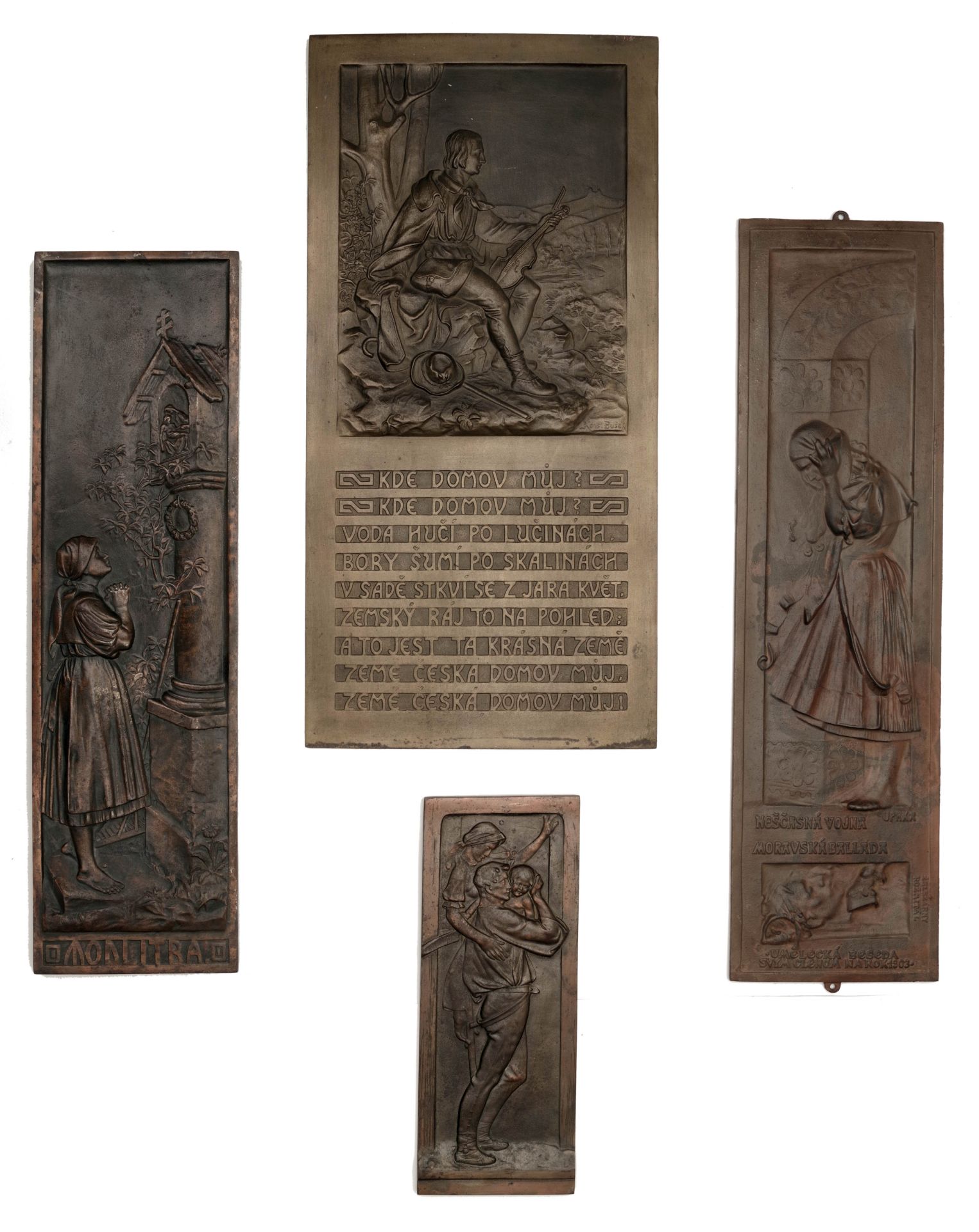 Konvolut von vier Wand Relief-Skulpturen, František Úprka, Konstantin Bušek