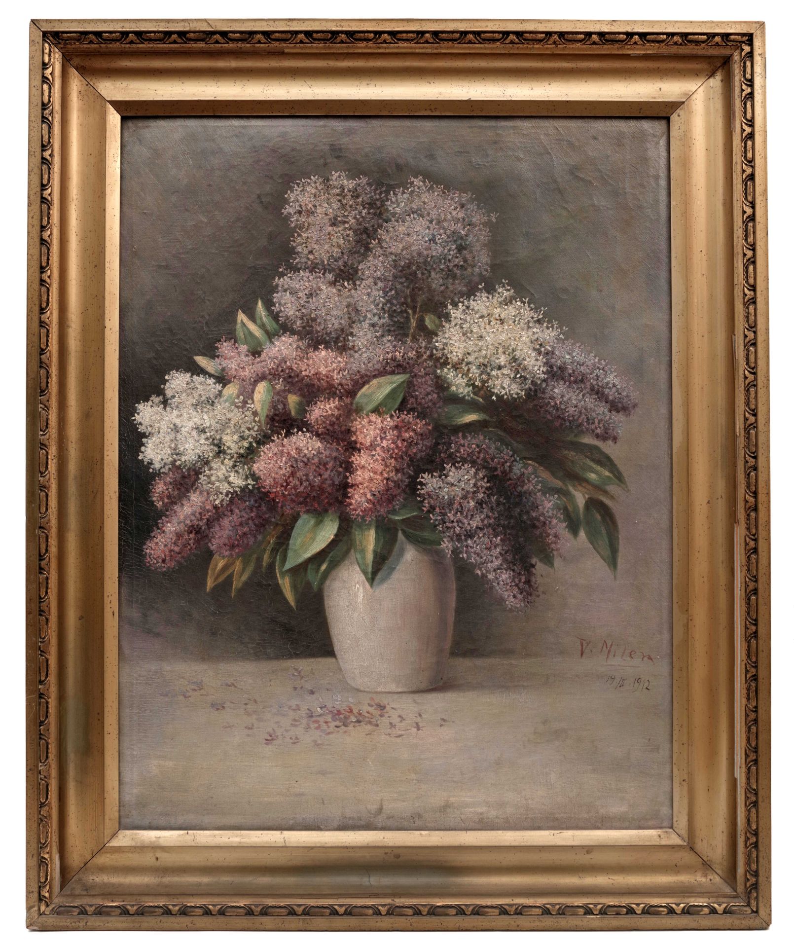 Bouquet of Lilac in a Vase by V. Miler