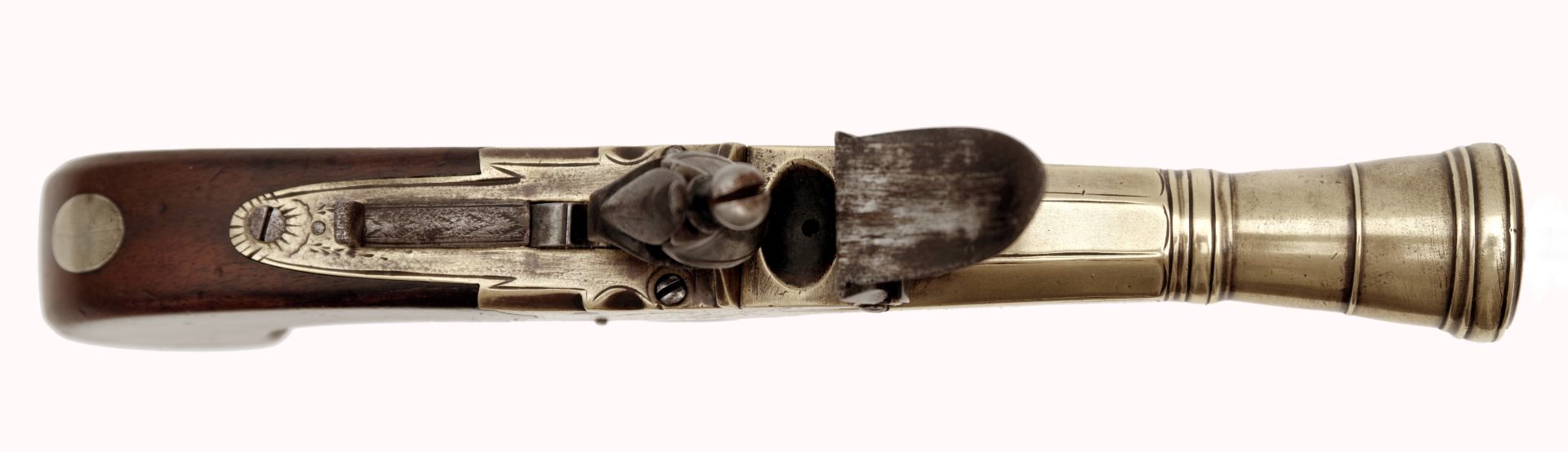 A Cased Blunderbuss Flintlock Pistol by John Court - Image 6 of 7