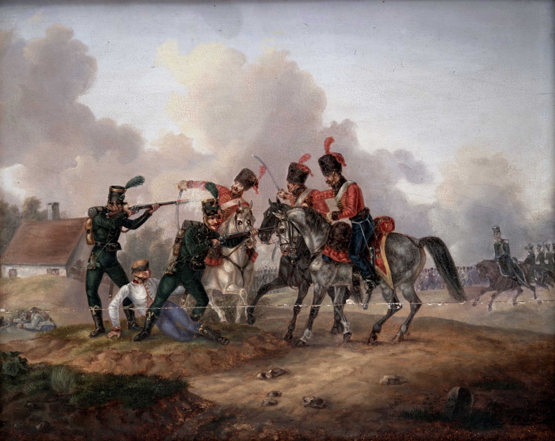 A pair of paintings, Uhlans and Hussars, Johann Georg von Dillis - Image 3 of 5