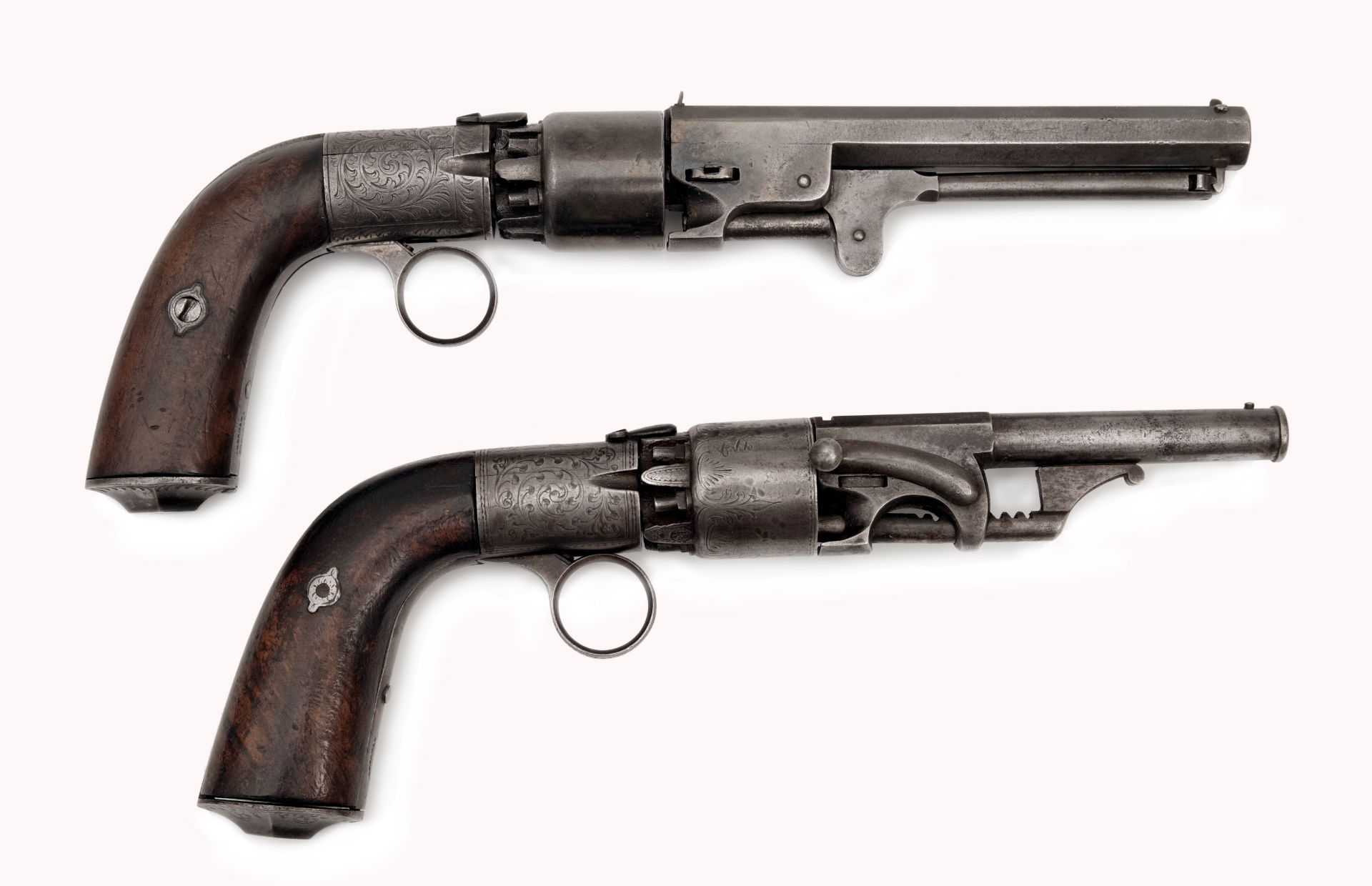 Two Rare and Unusual Transitional Percussion Revolvers by J. Herman in Liege (1st and 2nd Model) - Image 2 of 4