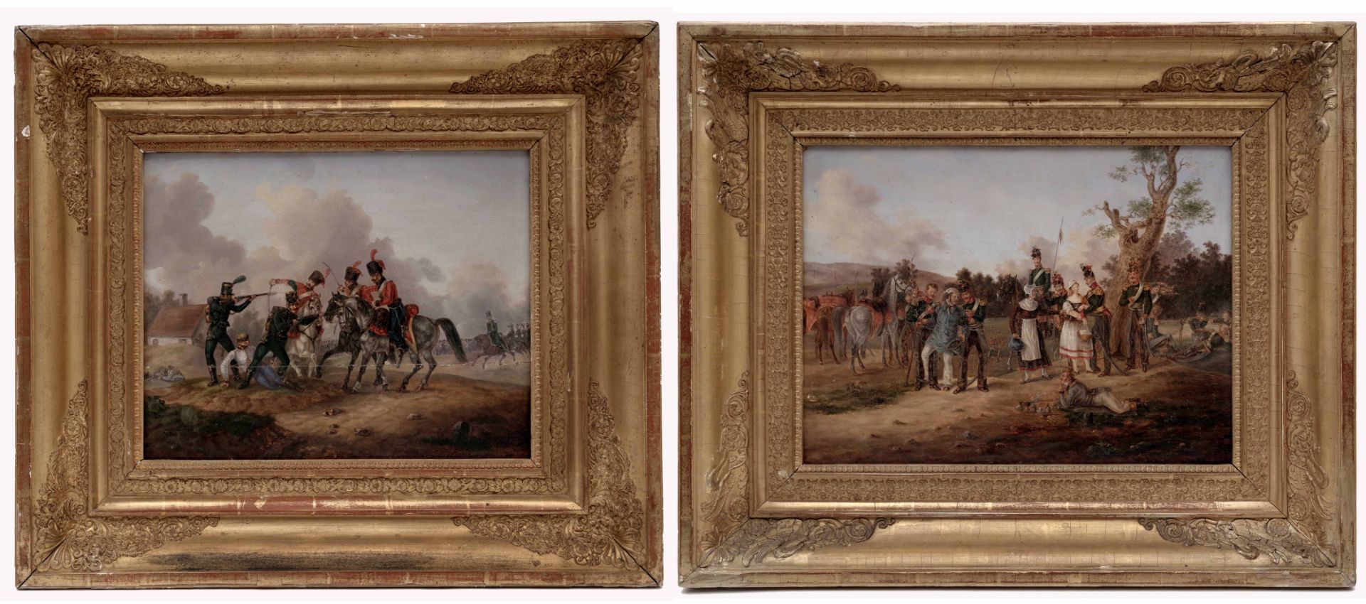 A pair of paintings, Uhlans and Hussars, Johann Georg von Dillis