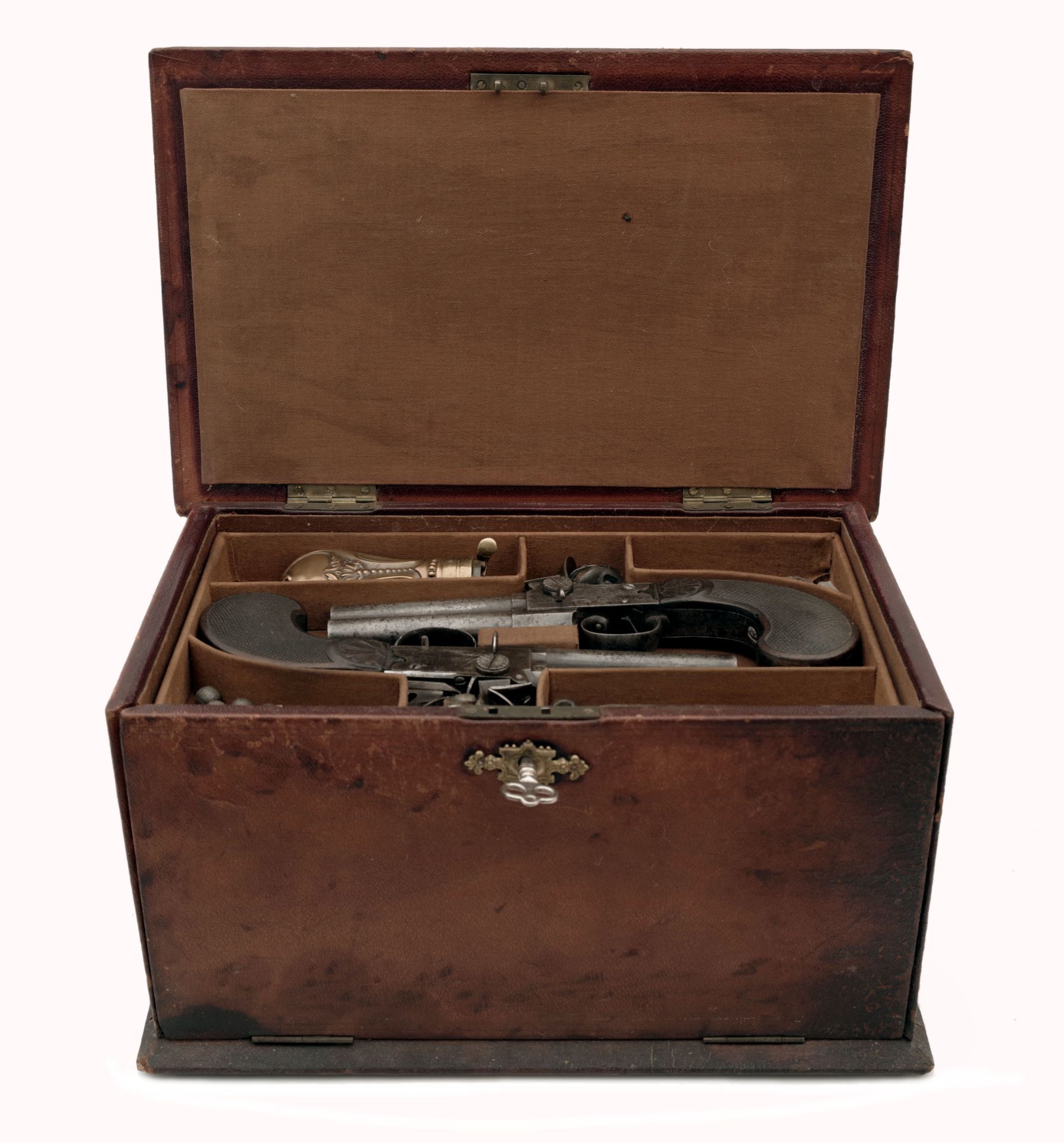 A Cased Pair of Double-Barreled Flintlock Pocket Pistol by Antoine Dumarest - Image 5 of 5