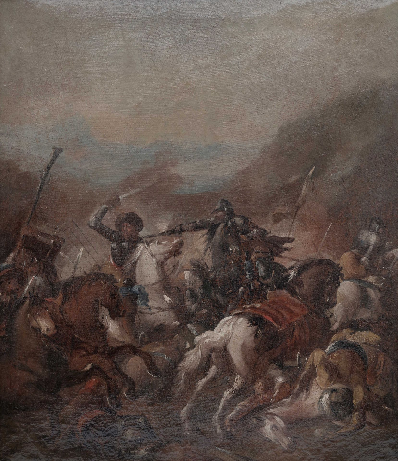 Two battle scenes, Antonio Maria Marini (added later) - Image 2 of 3