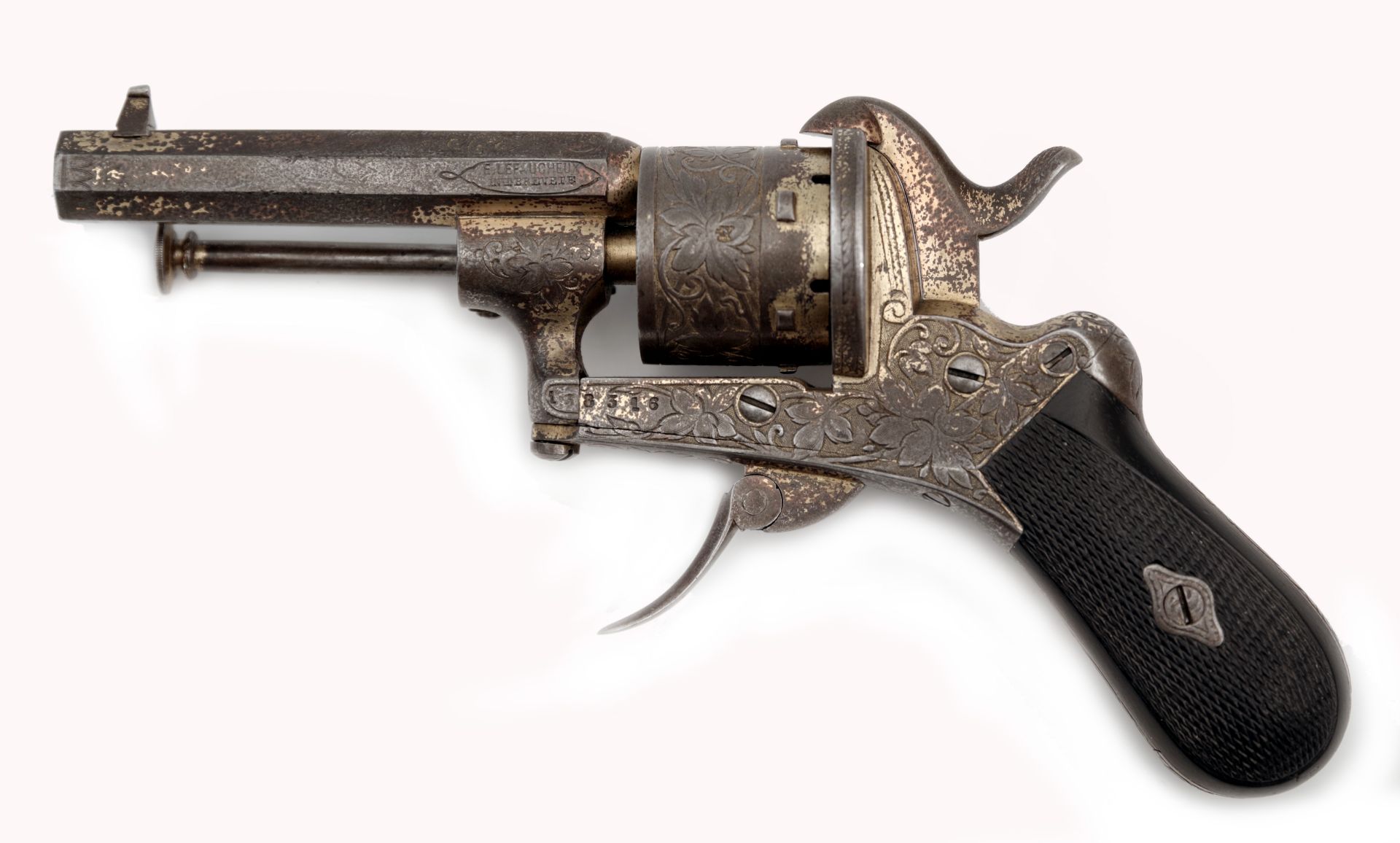 Prunk Stiftfeuer-Revolver System Lefaucheux, August Francotte - Lüttich/J. Springer- Wien - Bild 2 aus 4
