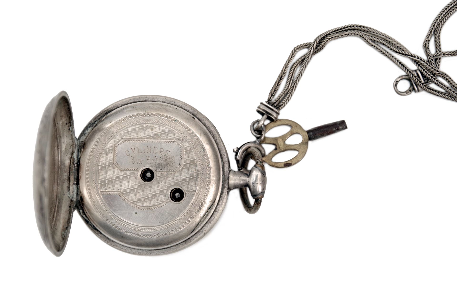 Damen-Silber-Taschenuhr mit Kurbel-Aufzug - Bild 4 aus 4