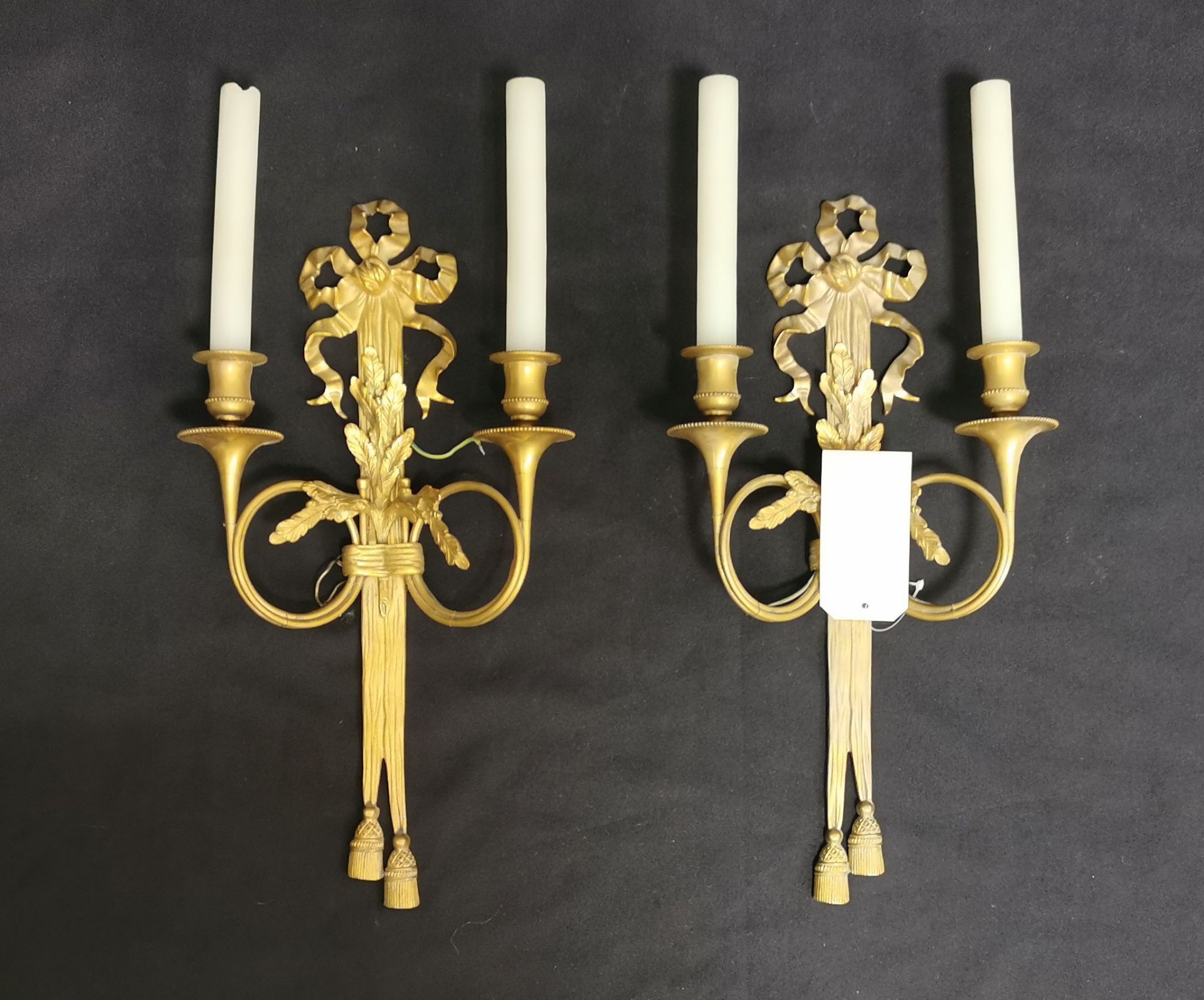 PAIR OF TWO-FLAME SCONCES IN THE FORMAL LANGUAGE OF THE EMPIRE