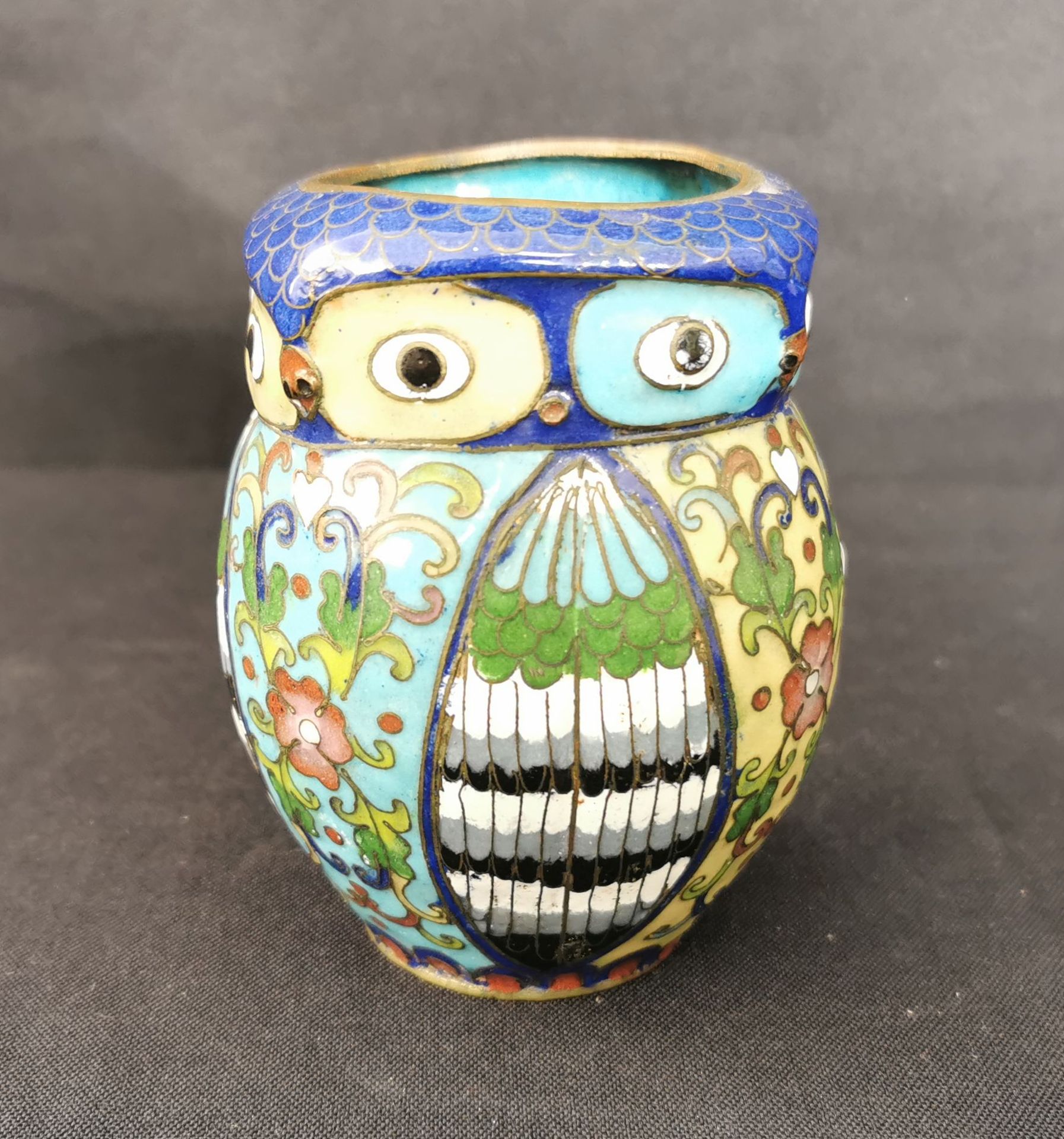 SMALL CLOISONNE VASE "OWL" - Image 2 of 4
