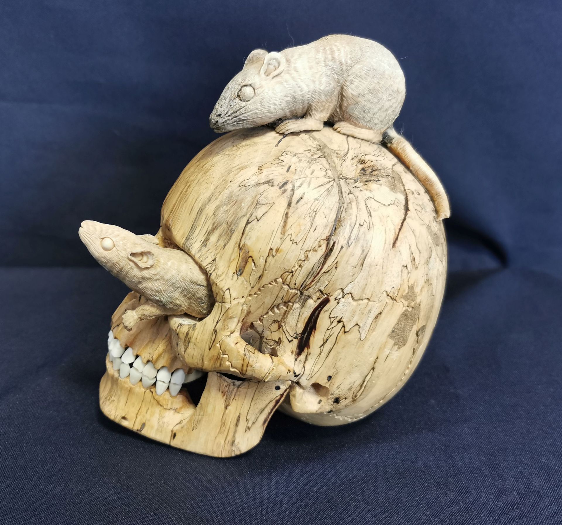 SKULPTUR: SCHÄDEL MIT MÄUSEN - Bild 3 aus 7