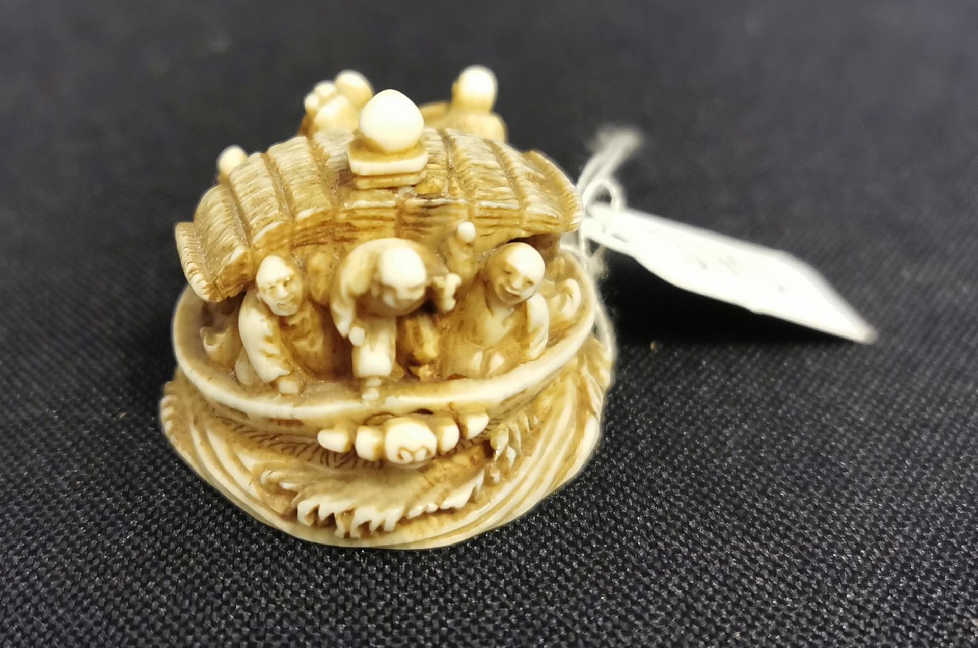 FINE NETSUKE: SHIP WITH PASSENGERS