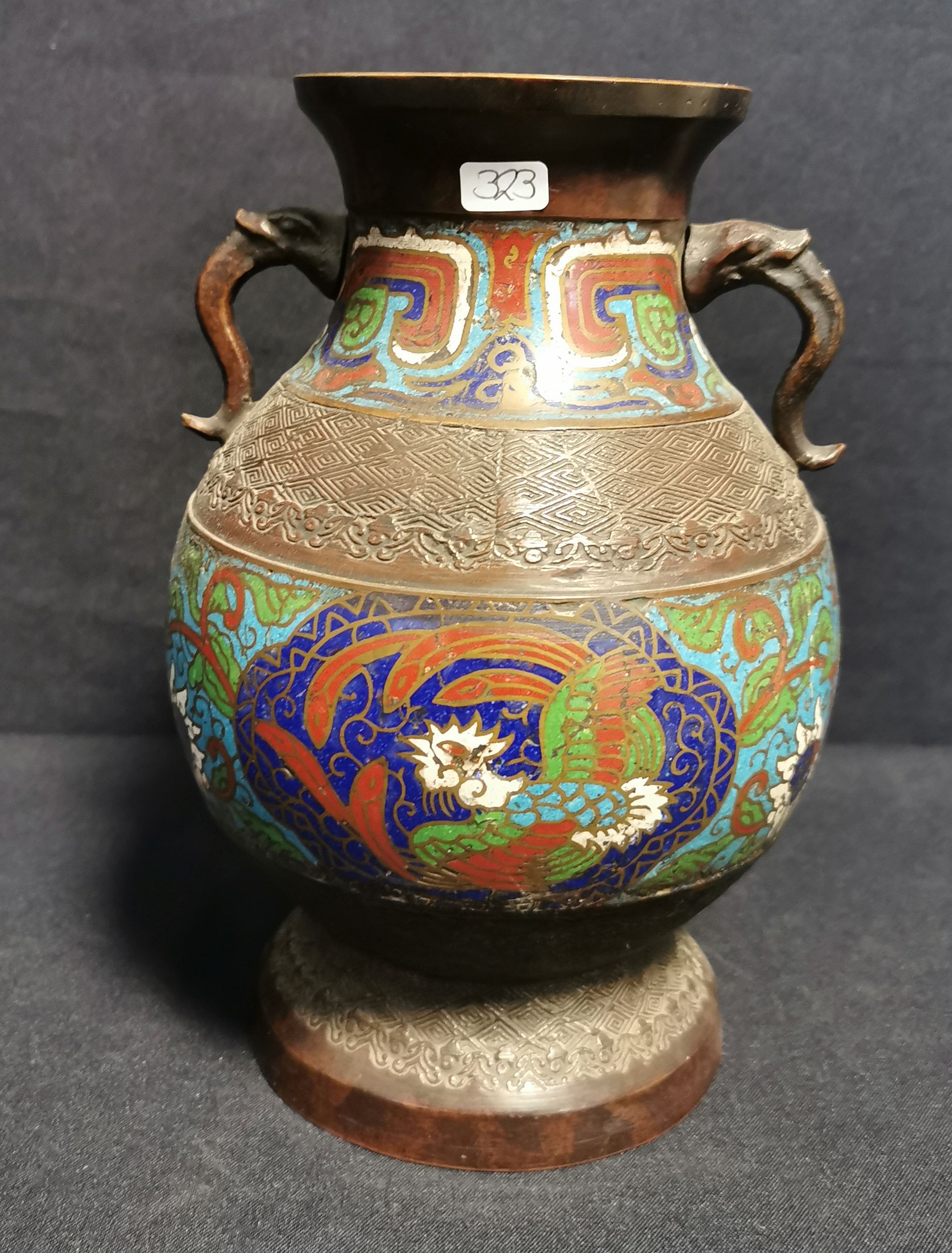 VASE WITH ENAMEL DECOR