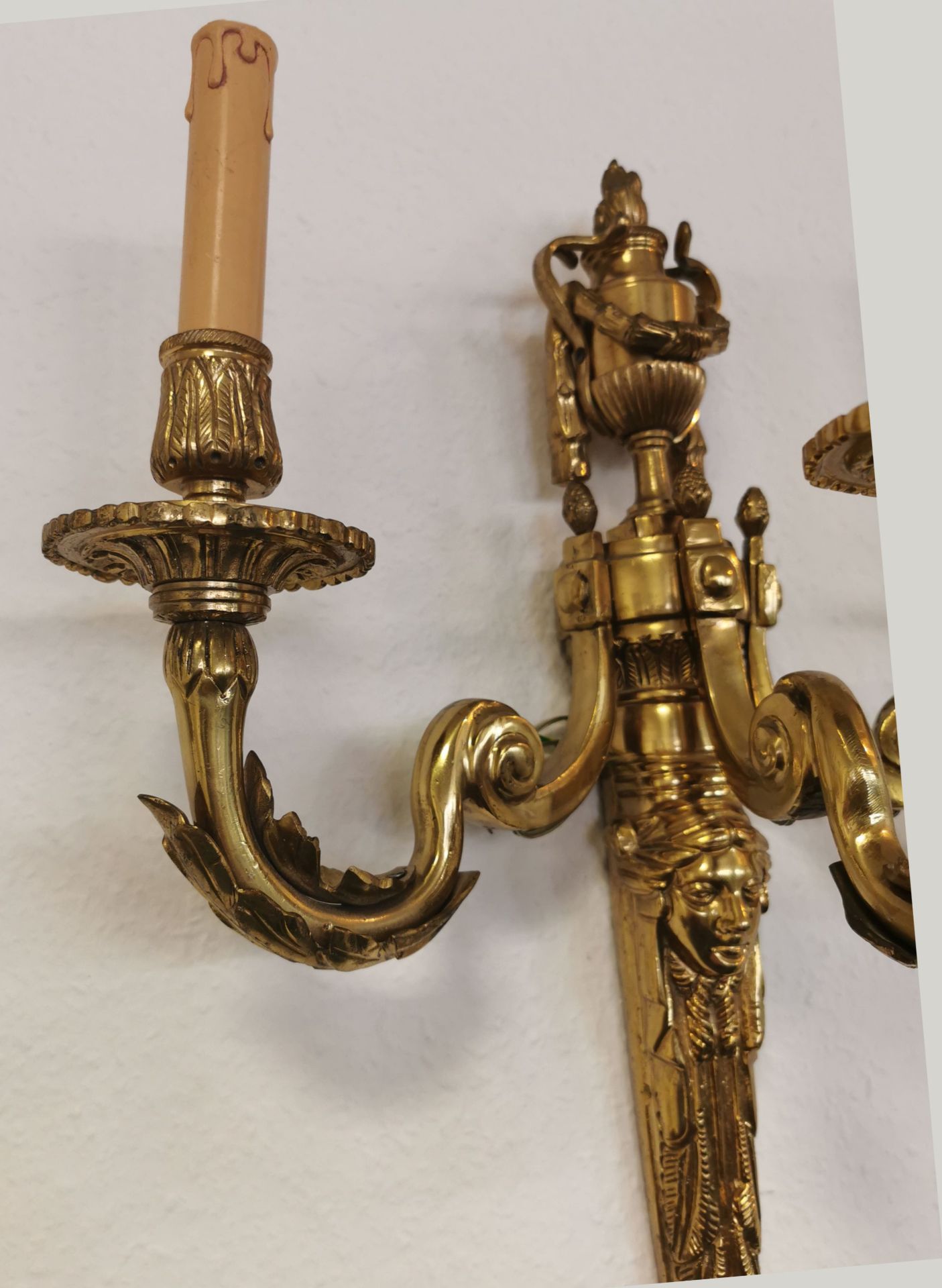 2 SPLENDID THREE-LIGHT SCONCES IN THE FORMAL LANGUAGE OF THE EMPIRE - Image 3 of 4