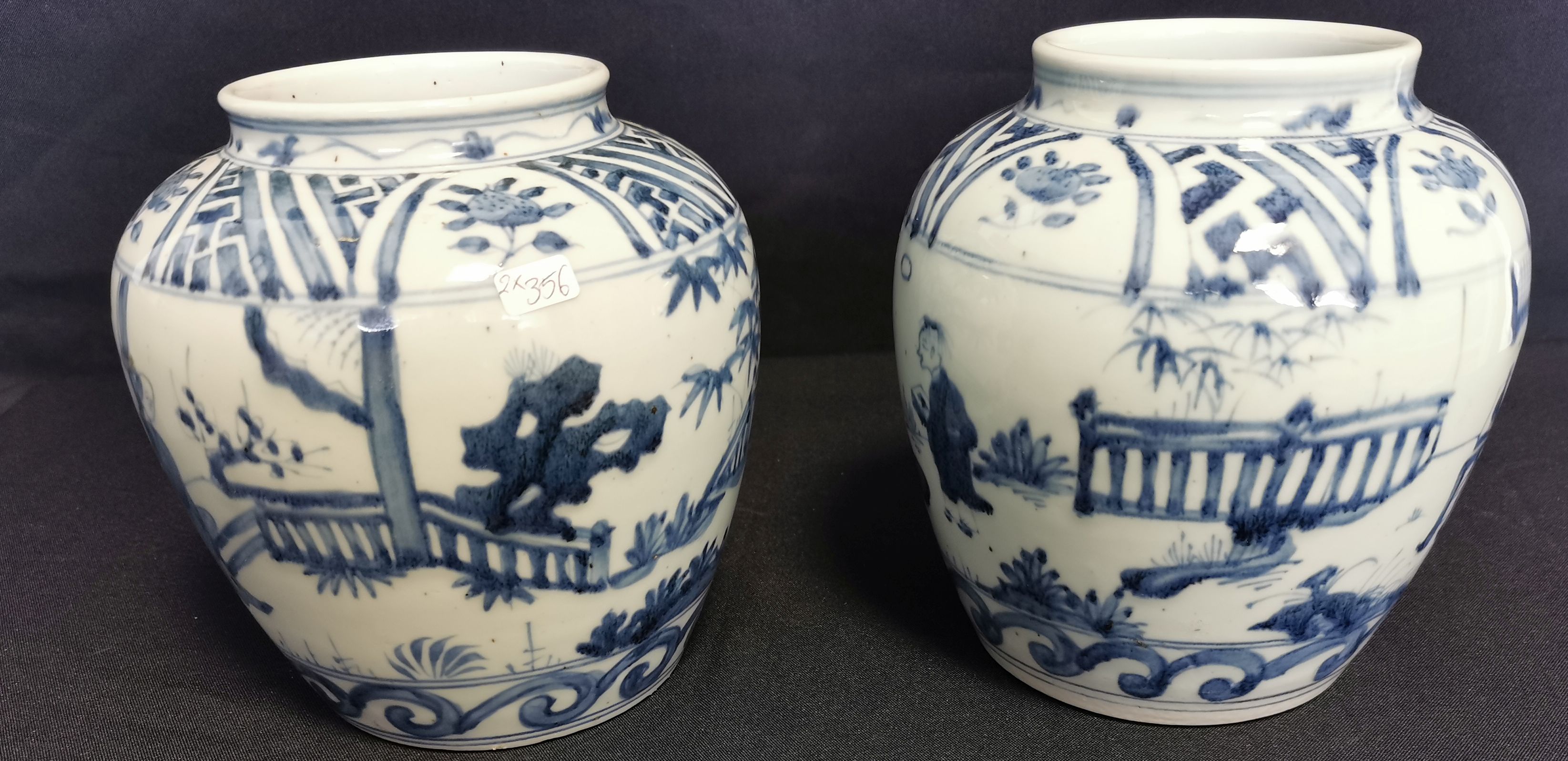 VASES WITH BLUE PAINTING - Image 4 of 6