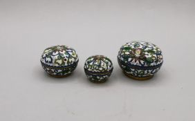 3 CLOISONNÉ-DECKELDOSEN