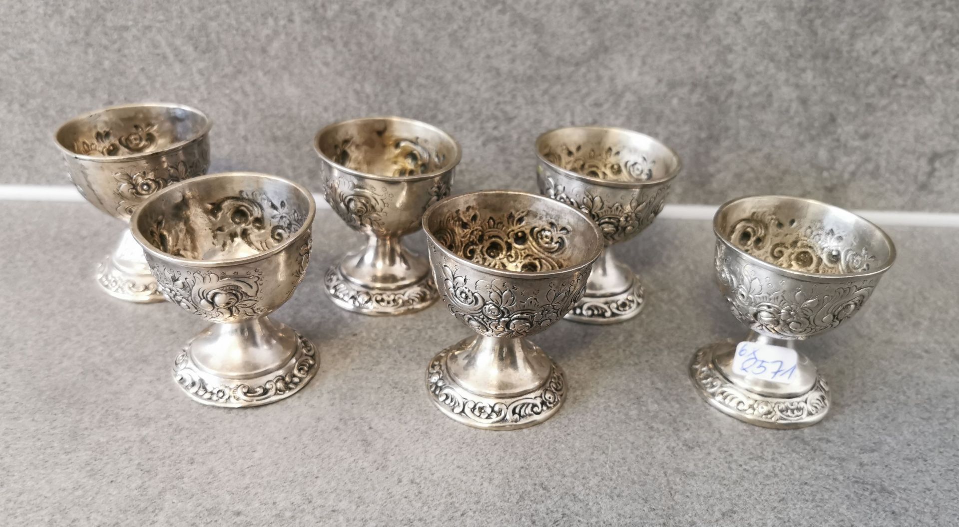 6 SILVER EGG CUPS