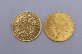 2 GOLDMÜNZEN ÖSTERREICH 20 KRONEN