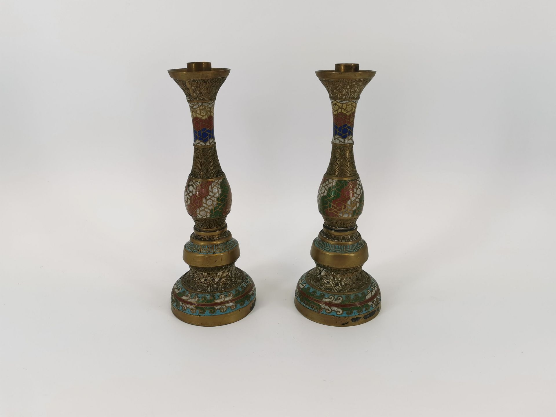 CLOISONNÉ CANDLE STICKS - Image 3 of 5