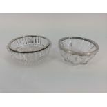 TWO GLASS BOWLS WITH SILVER MOUNTING