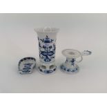 MEISSEN VASE, CANDLE STAND AND BOWL