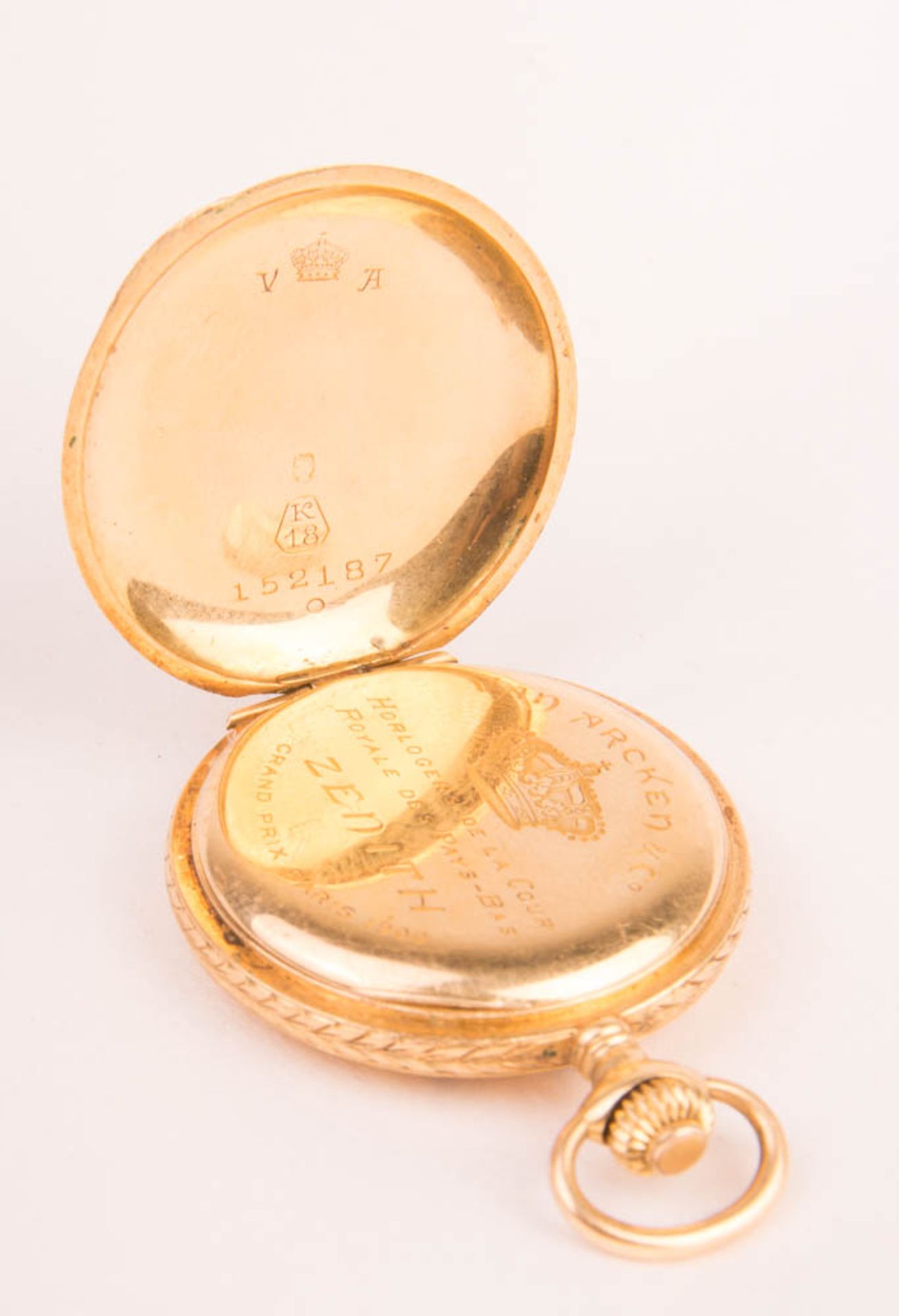 Van Arcken & Co, Taschenuhr, 750er Gelbgold, um 1900. - Bild 7 aus 8