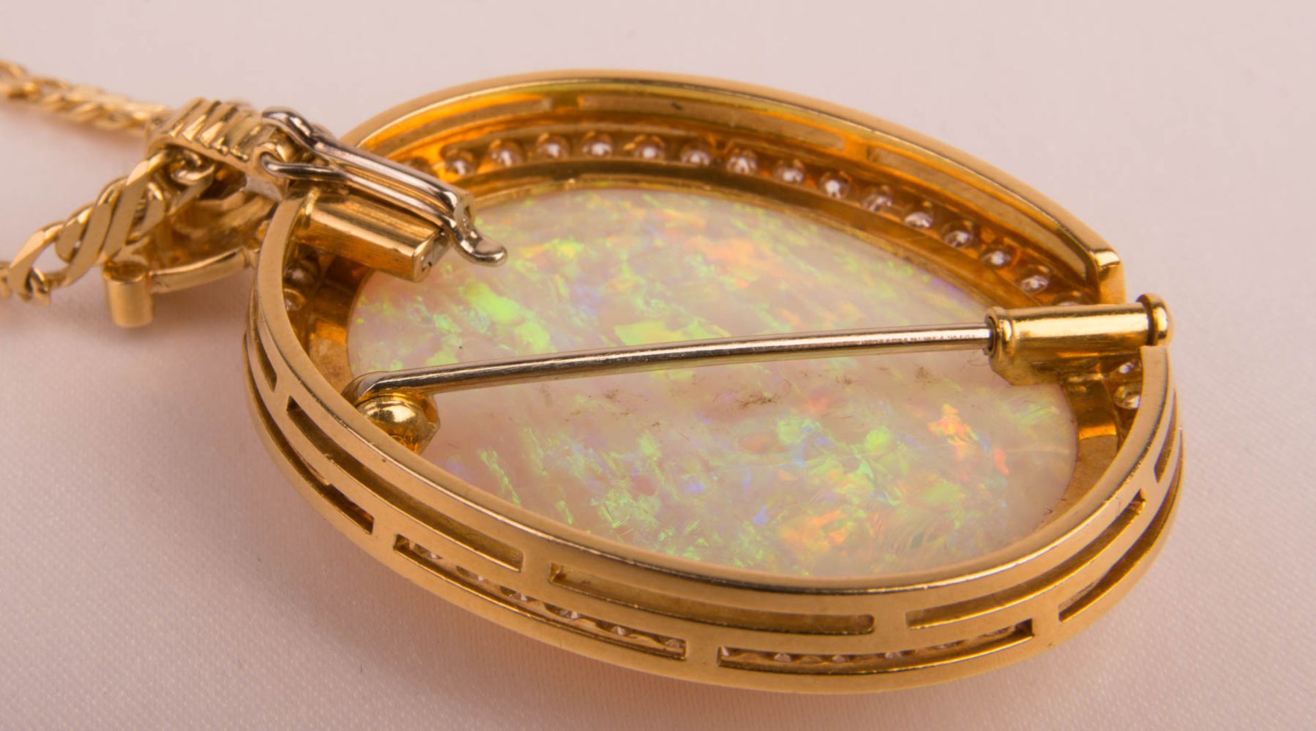 Necklace with large opal pendant, 750 yellow gold. - Image 5 of 6