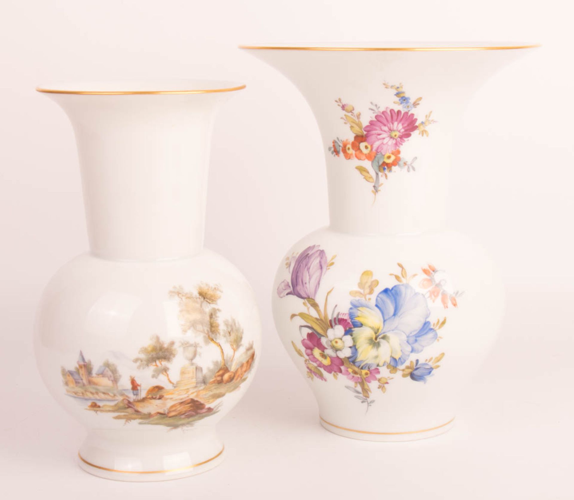 Ludwigsburg porcelain manufactory, two baluster vases.