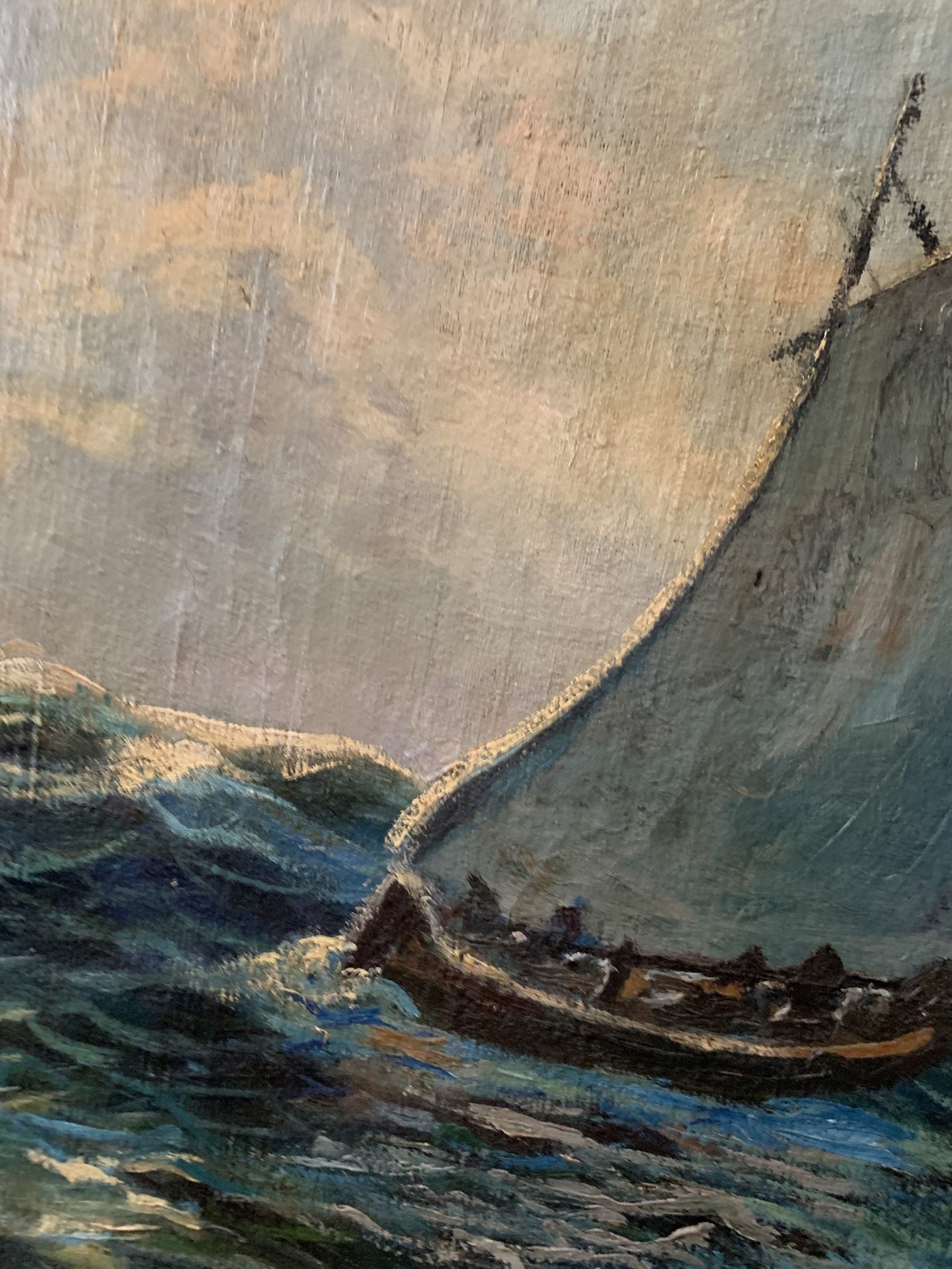 Sailing ship, oil on canvas. - Image 4 of 7