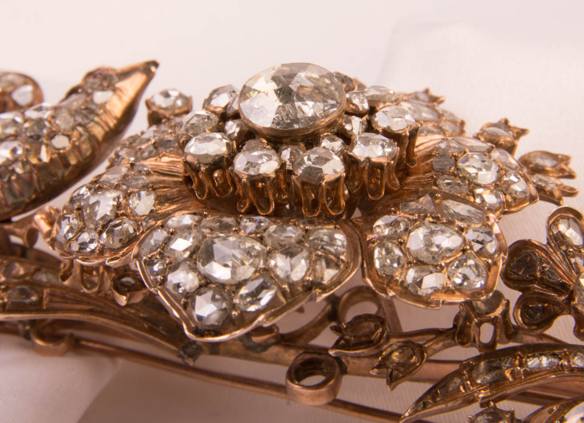 Antique diamond brooch, 333 yellow gold, 19th century. - Image 8 of 10