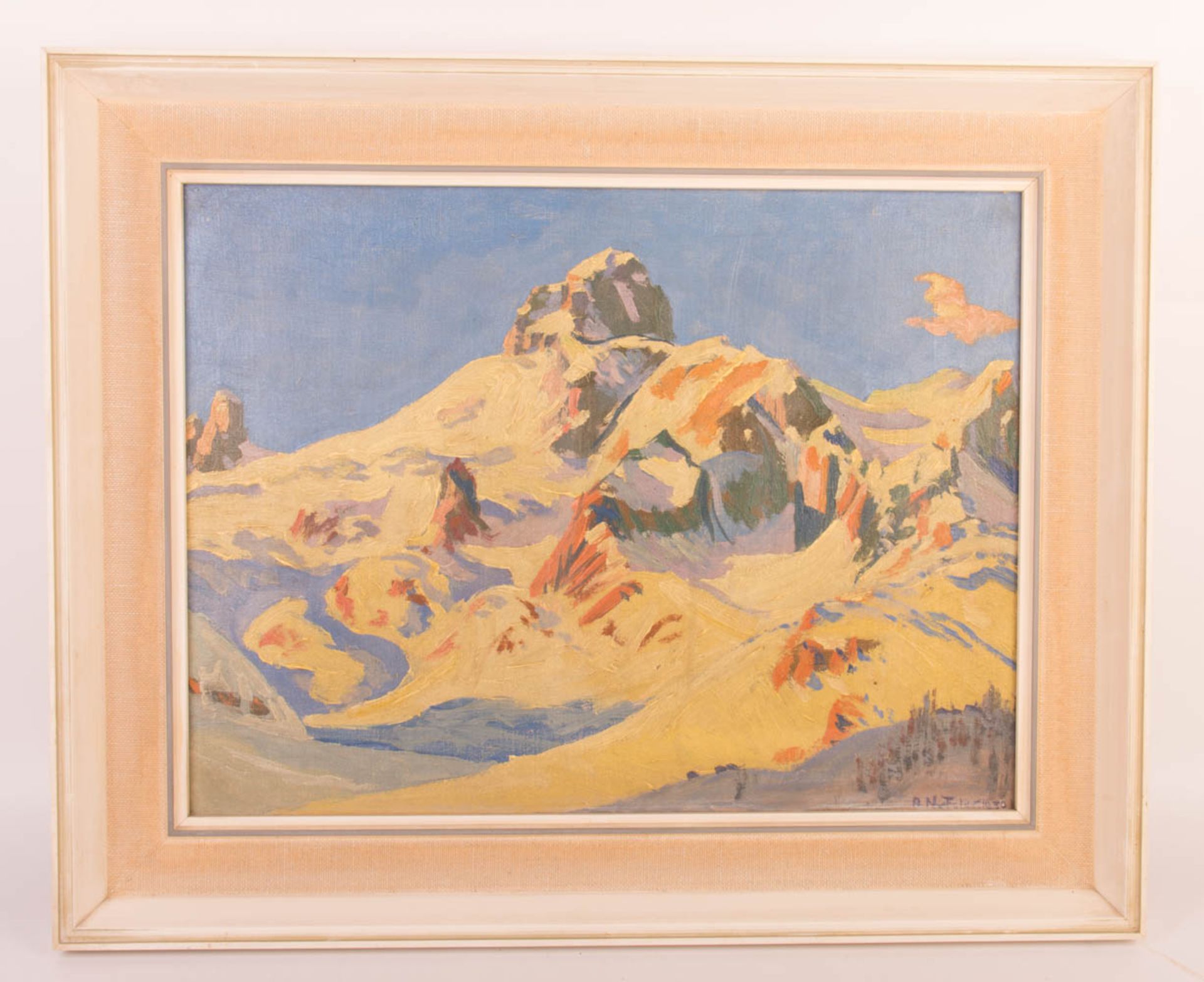 Signiert A. NyFeler, 'Hockenhorn:Abendglühn', Öl auf Leinwand, Schweiz, 1930.