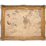 Kurt Meyer-Eberhardt, Hare in the snow, oil on canvas, Germany 20th c.