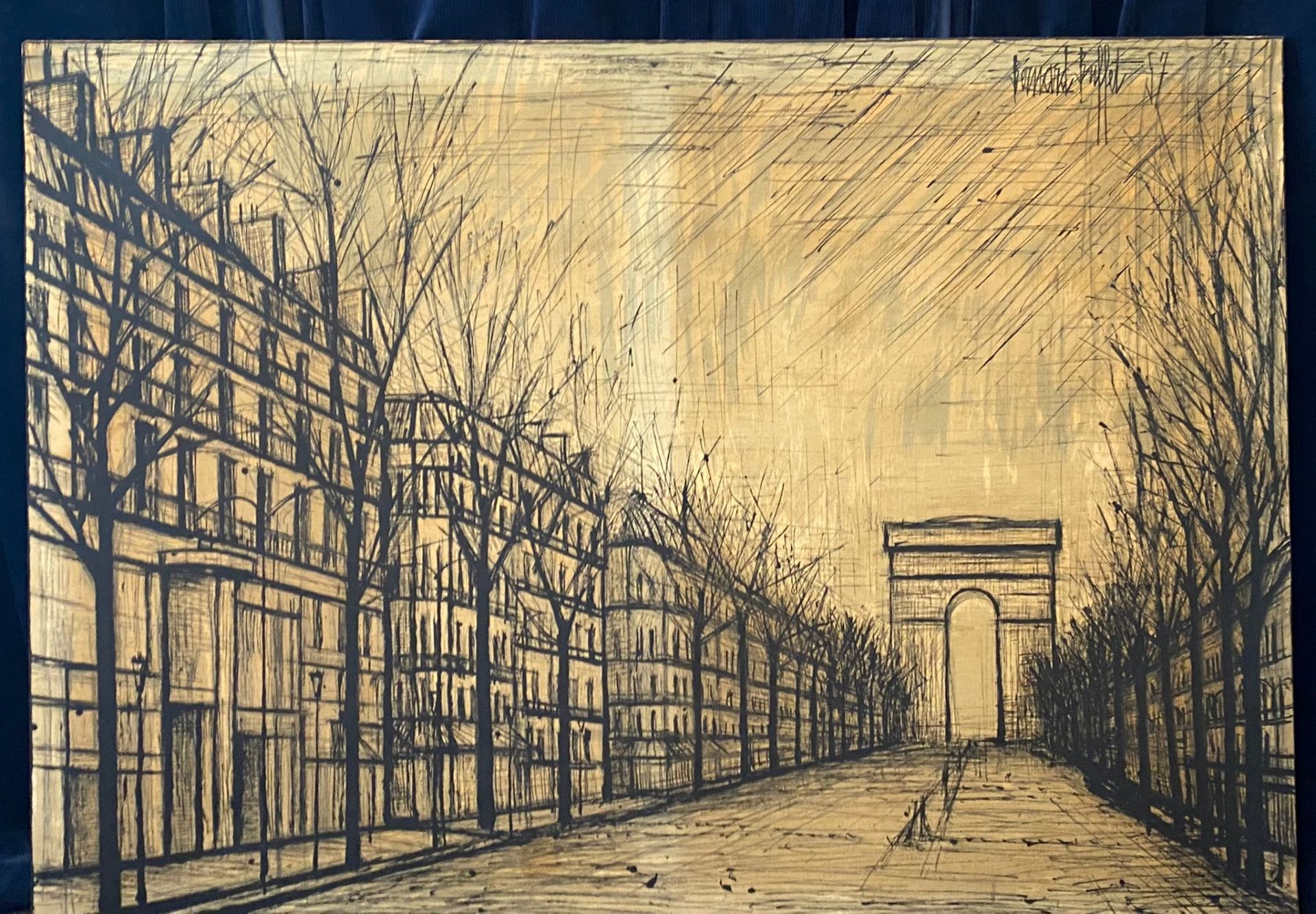 Bernard Buffet, 'Les Champs Elysees', Siebdruck auf Leinwand, 1957.