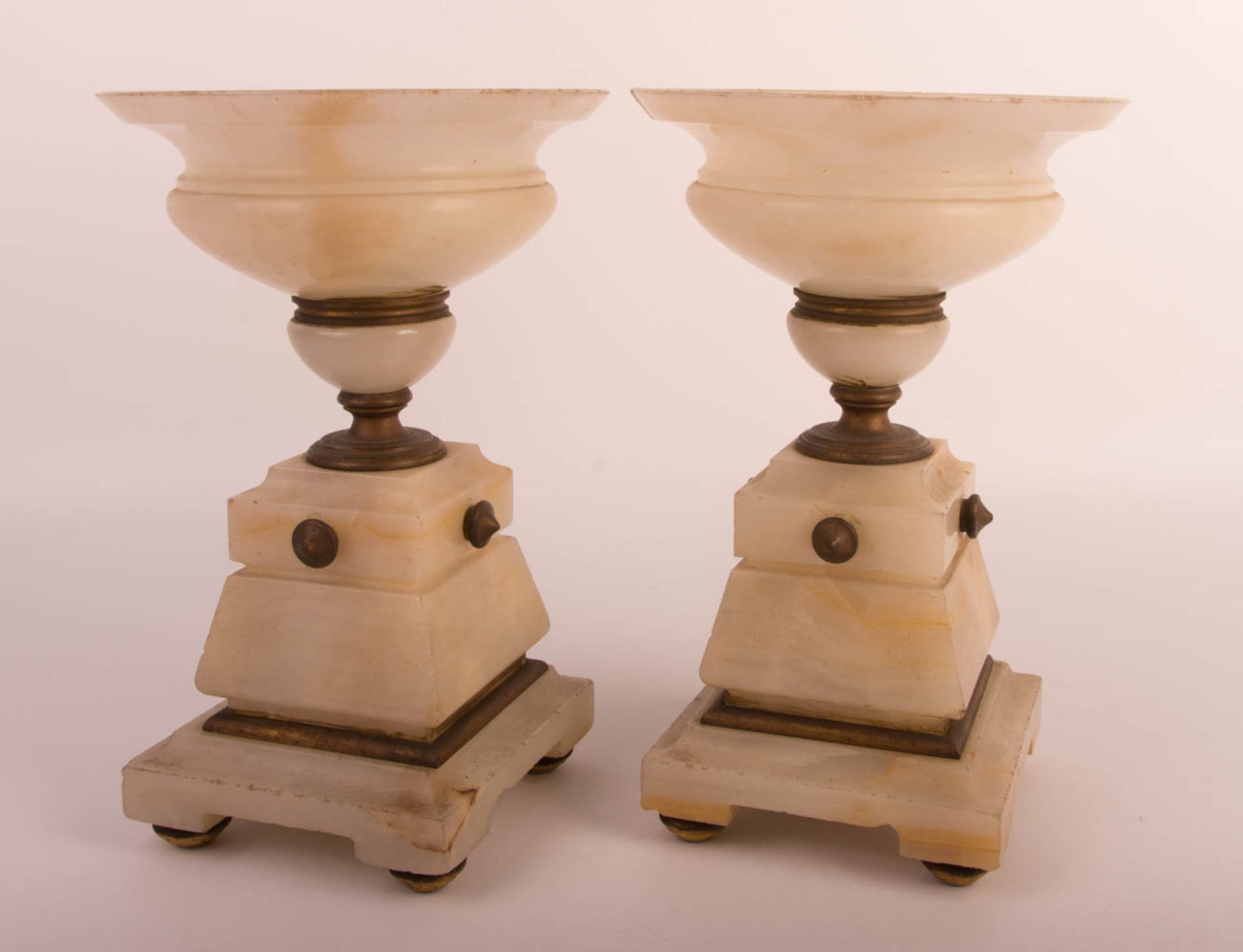 Maison Tahan, zwei Vasen, Messing und Stein, 20. Jhd. - Bild 2 aus 8