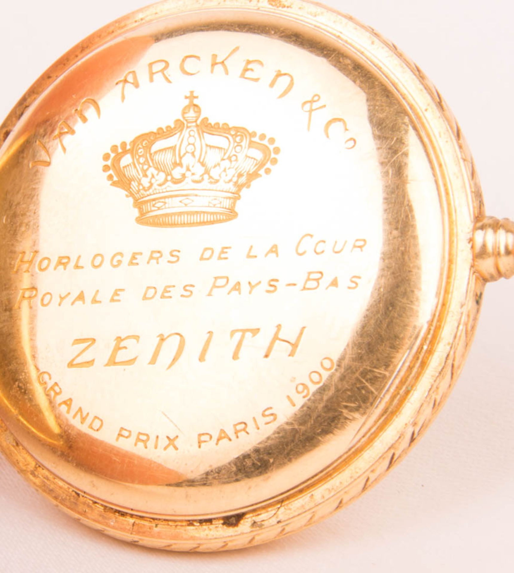 Van Arcken & Co, Taschenuhr, 750er Gelbgold, um 1900. - Bild 8 aus 8