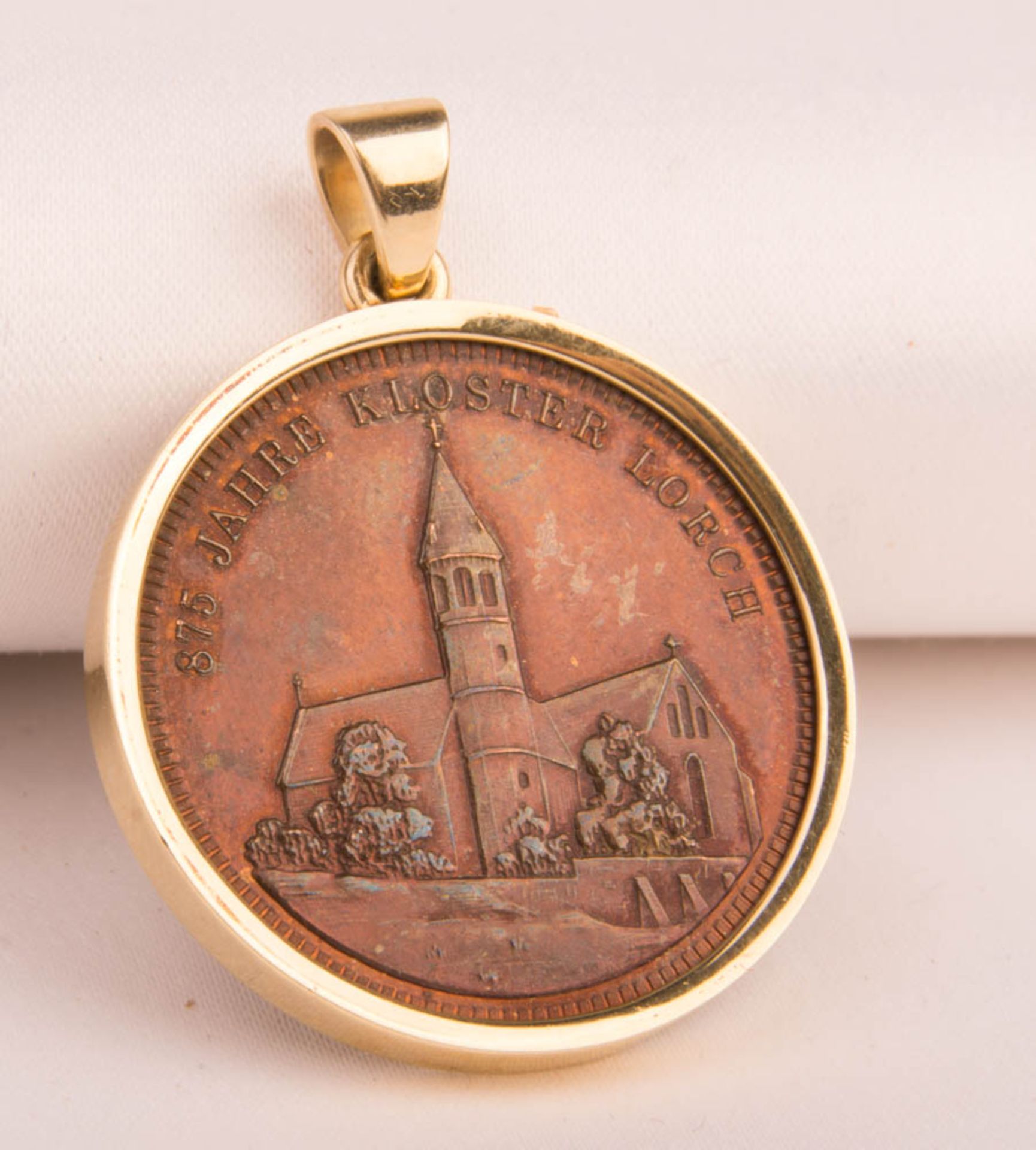 Copper medal '875 years of Lorch Monastery', 585 yellow gold.