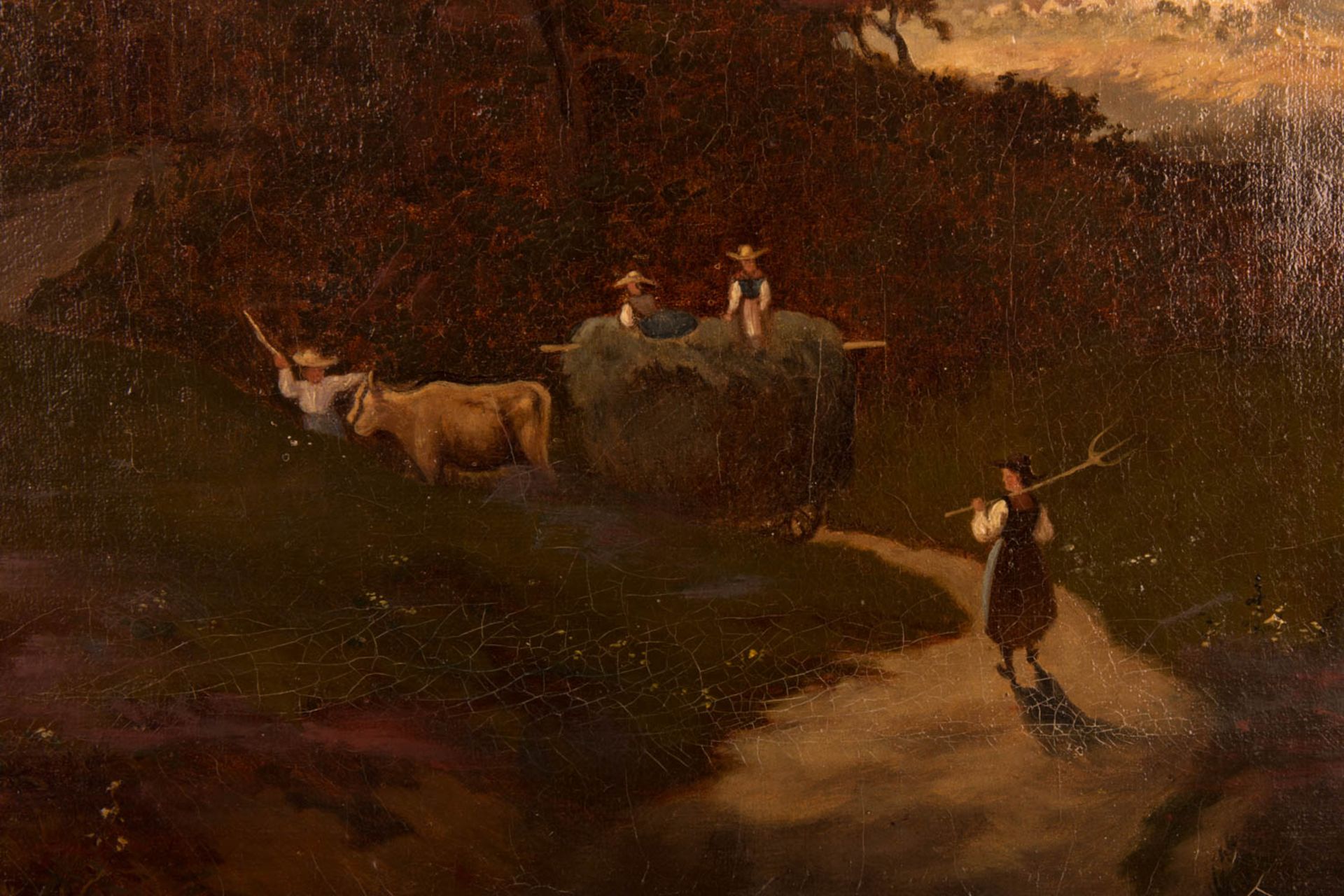 J. Hassler, Landschaftsszene, Öl auf Leinwand, 1877. - Image 5 of 11