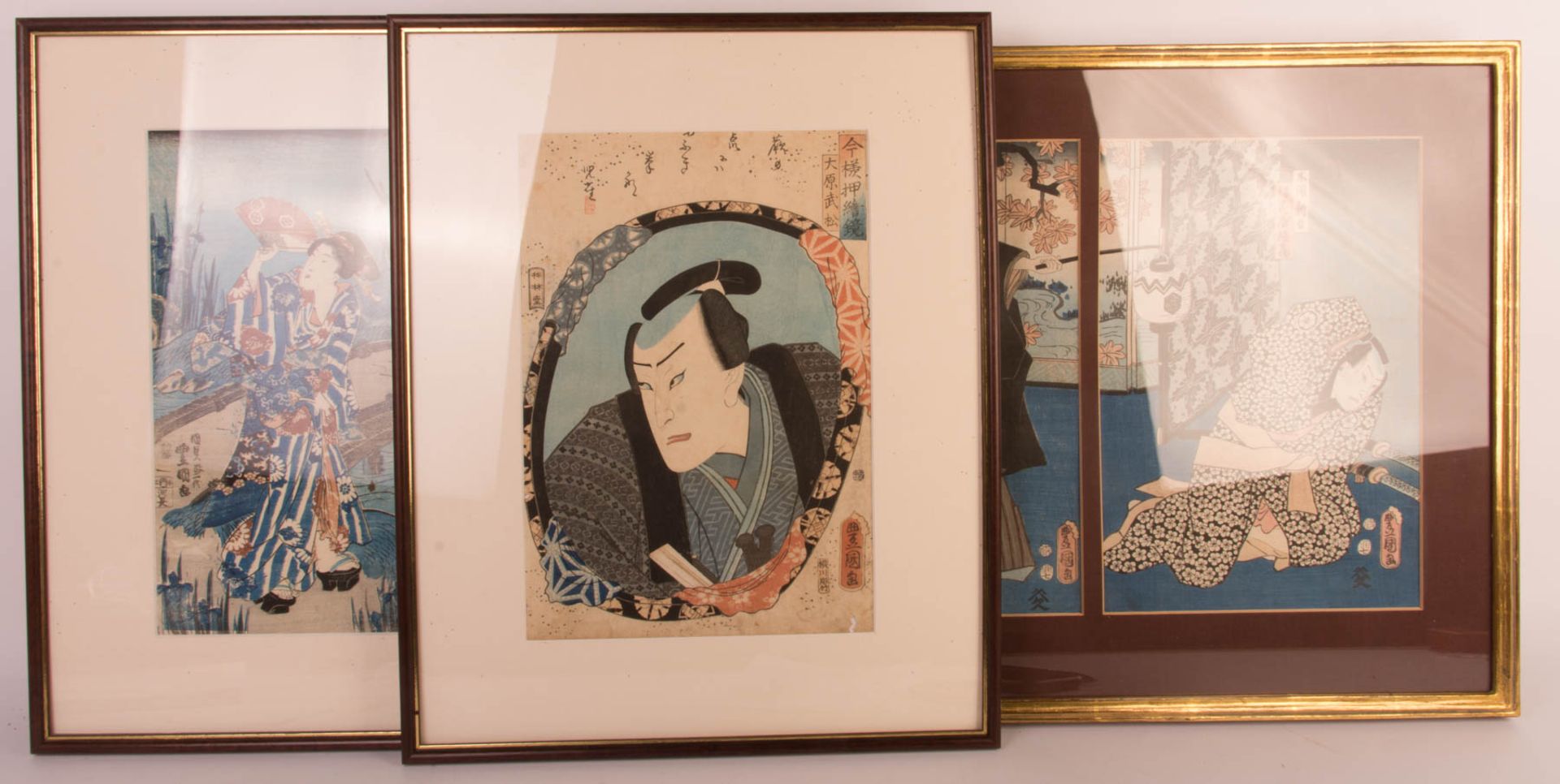 Utagawa Kunisada/ Toyokuni III, three woodblock prints, 19th century.