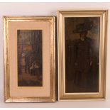 Hans Molfenter/ Fritz Lang, two figures, oil on cardboard/ canvas, 20th c.