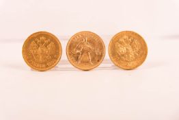 Russland 10 Rubel, zwei mal 1988, u. 1979, Goldmünze