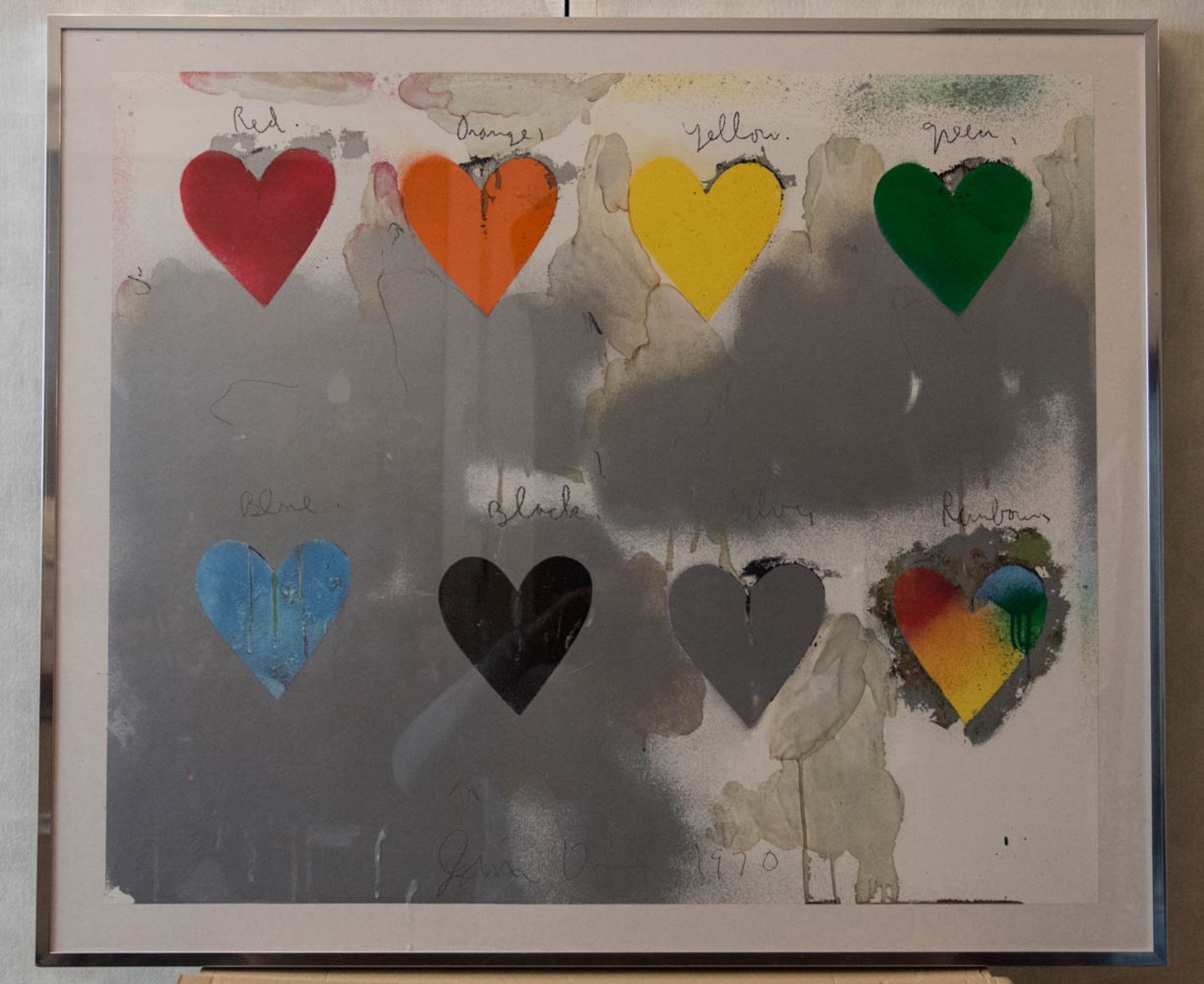 Jim Dine. Gemälde farbige Herzen