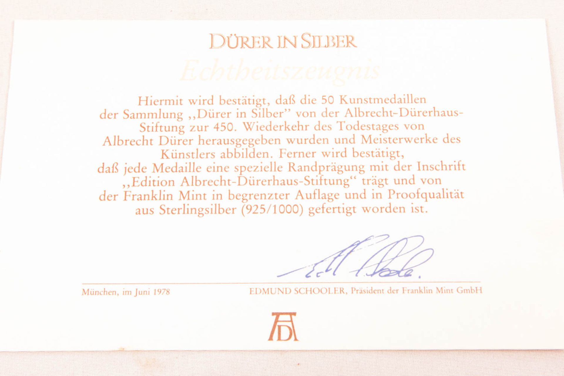 50 Kunstmedaillen ”Dürer in Silber" mit Schatulle - Bild 2 aus 10