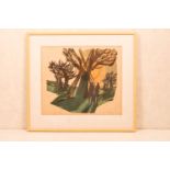 Holzschnitt, Abend Sparziergang, 1975