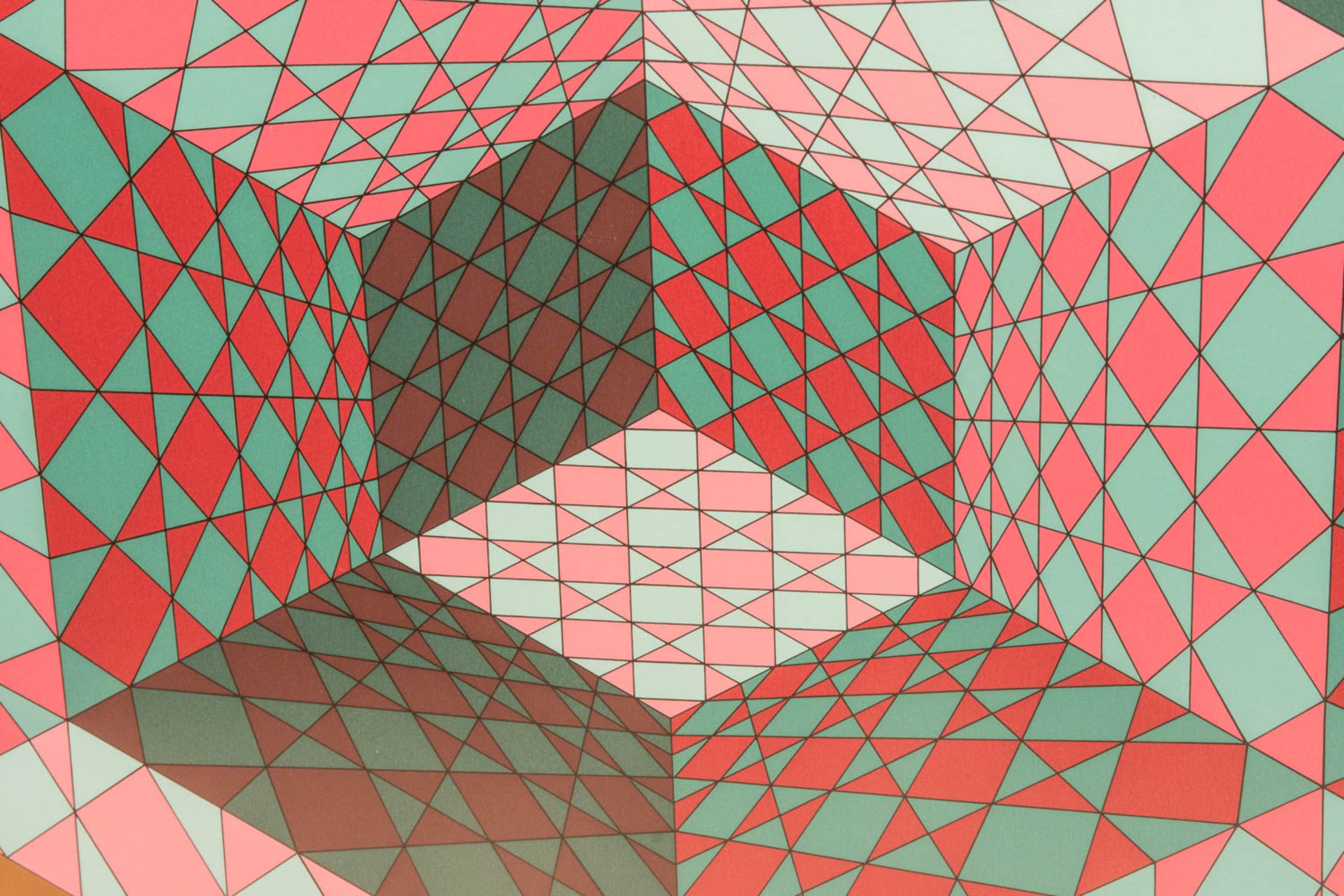 Victor Vasarely (1906-1997), Sanctor. Sechseckige Komposition mit Würfel, 1979 - Bild 2 aus 2