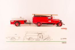 Märklin Metall 19035 Baukasten Feuerwehrauto mit Anhänger in OVP unbespielt