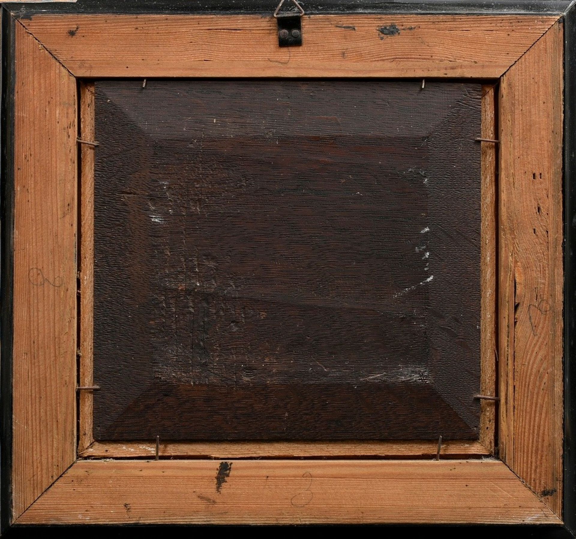 Unbekannter holländischer Maler des 18./19.Jh. "In der Schänke", Öl/Holz, Schellackrahmen (kleine D - Bild 4 aus 4
