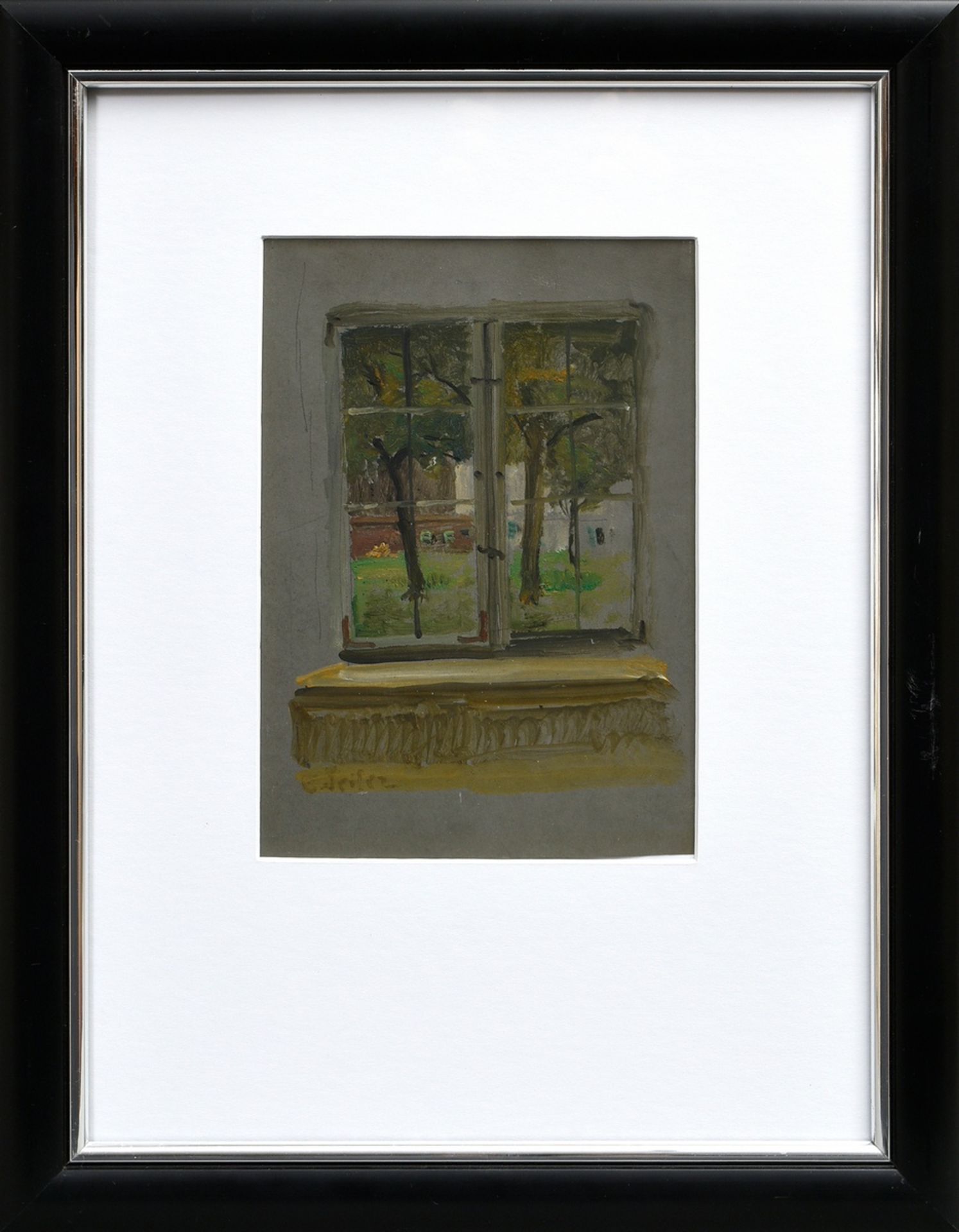 Seiler, Carl Wilhelm Anton (1846-1921) "Fenster Studie", Öl/Papier, u.l. sign., verso bez., BM 23,8 - Bild 2 aus 4