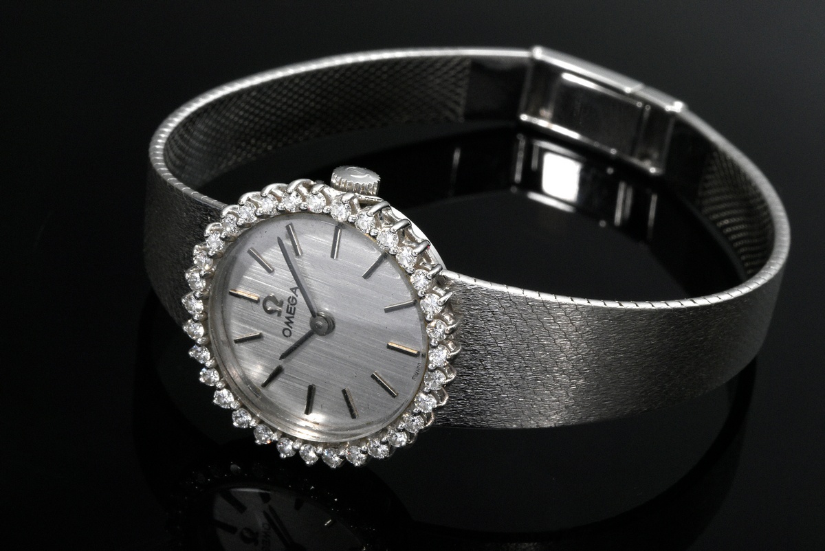 Elegant white gold 750 Omega ladies' wristwatch with diamond bezel (total approx. 0.64ct/VSI-SI/W), - Image 2 of 4