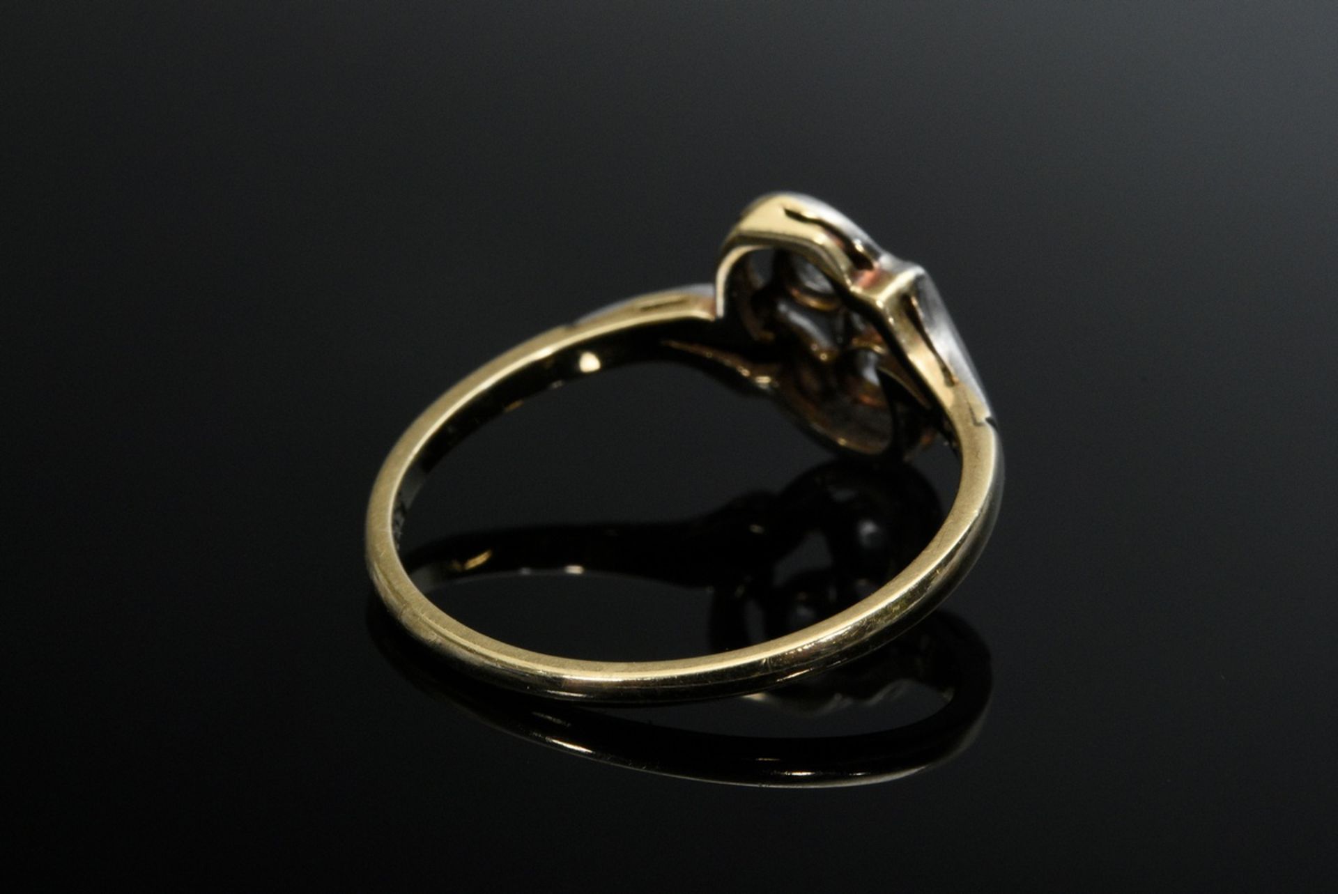 Yellow gold 585/platinum "Toi et moi" ring with 2 old-cut diamonds and diamond roses each (together - Image 4 of 4