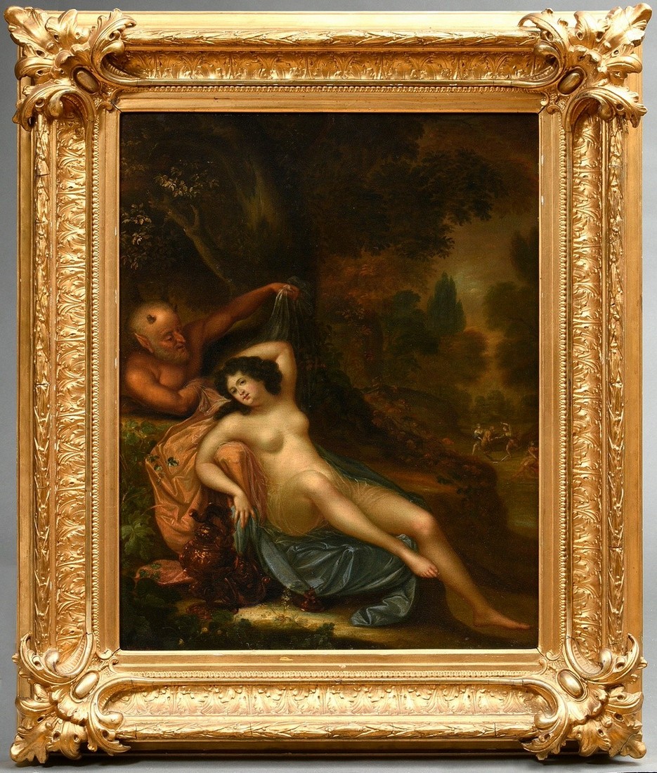 Myn, Hermann van der (1684-1741) "Bacchanalian Scene", oil/canvas, sign. lower left, magnificent fr - Image 2 of 10