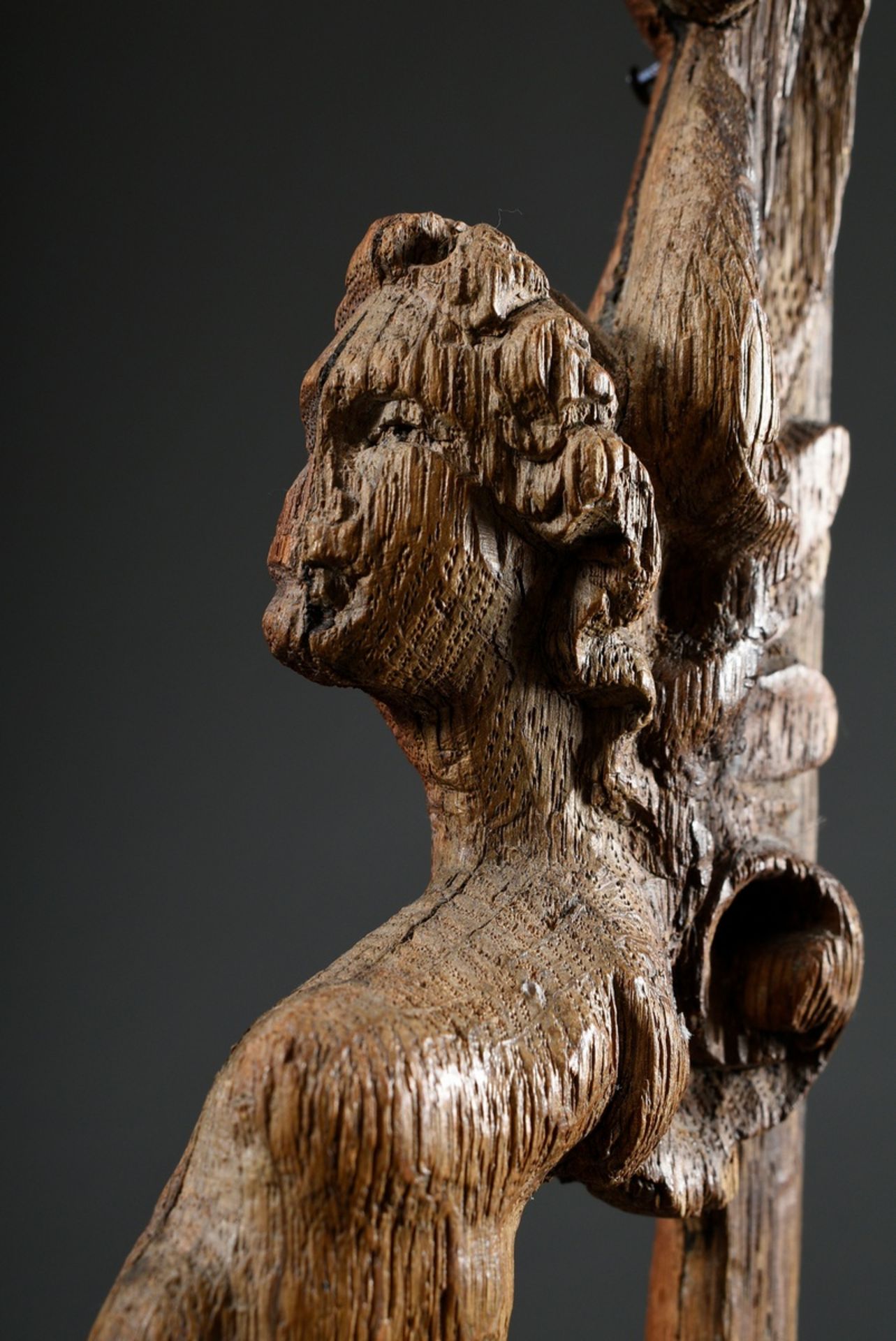 Pair of antique carvings "Harpies", formerly part of a piece of furniture, oak, 32x15x4cm, slightly - Image 5 of 6